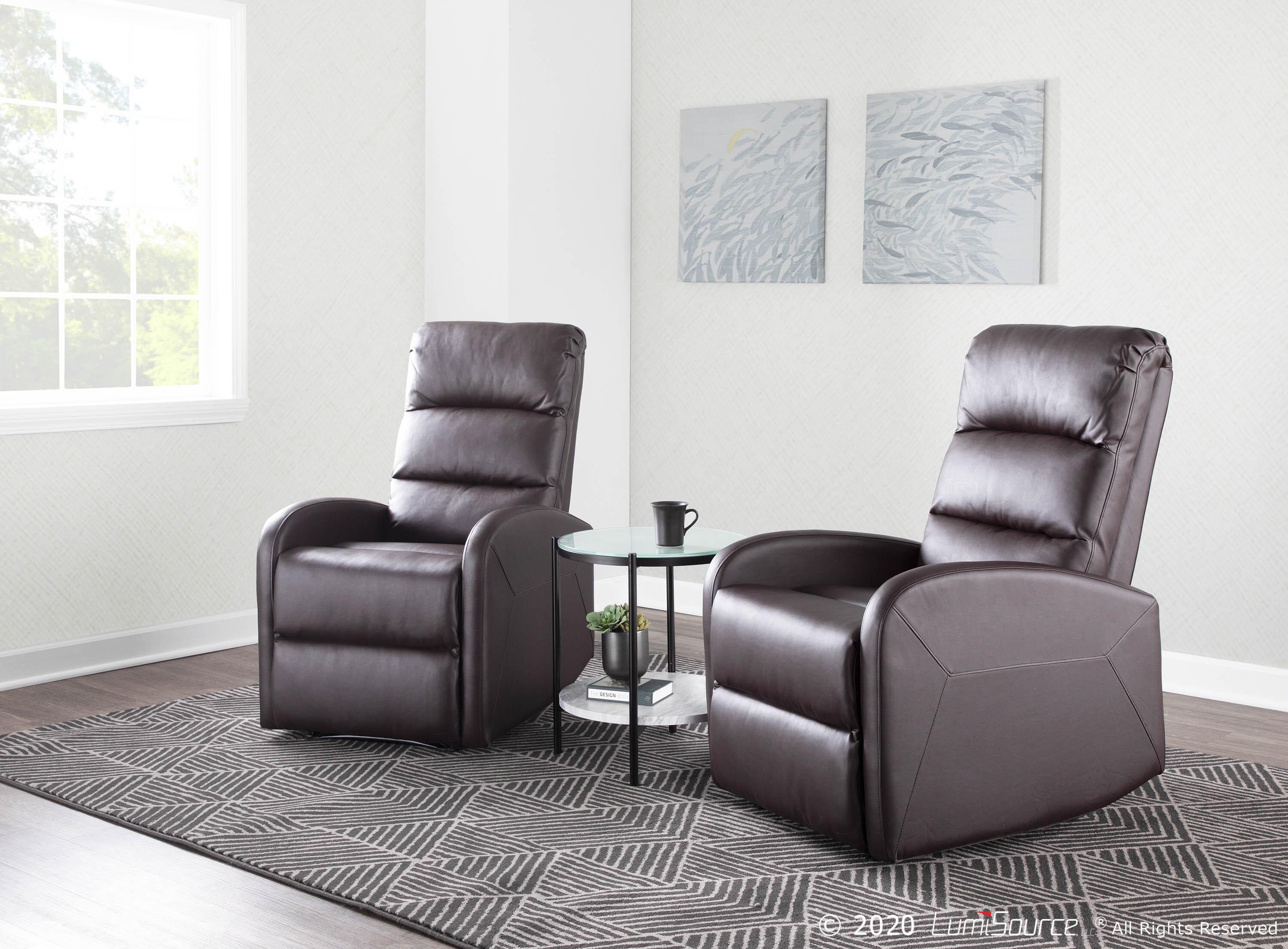 Dormi Faux Leather Contemporary Recliner, Brown, large
