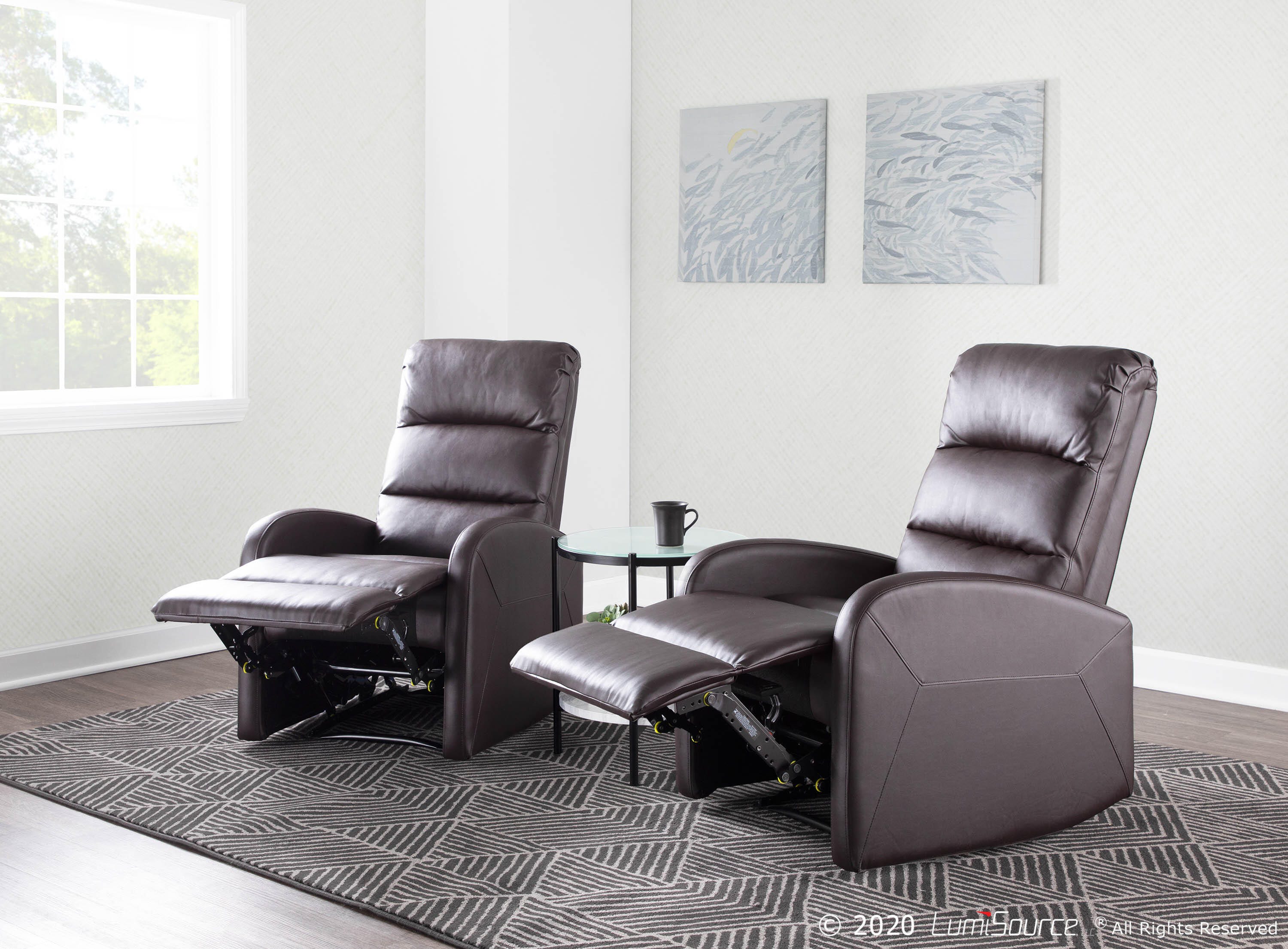 Dormi Faux Leather Contemporary Recliner, Brown, large