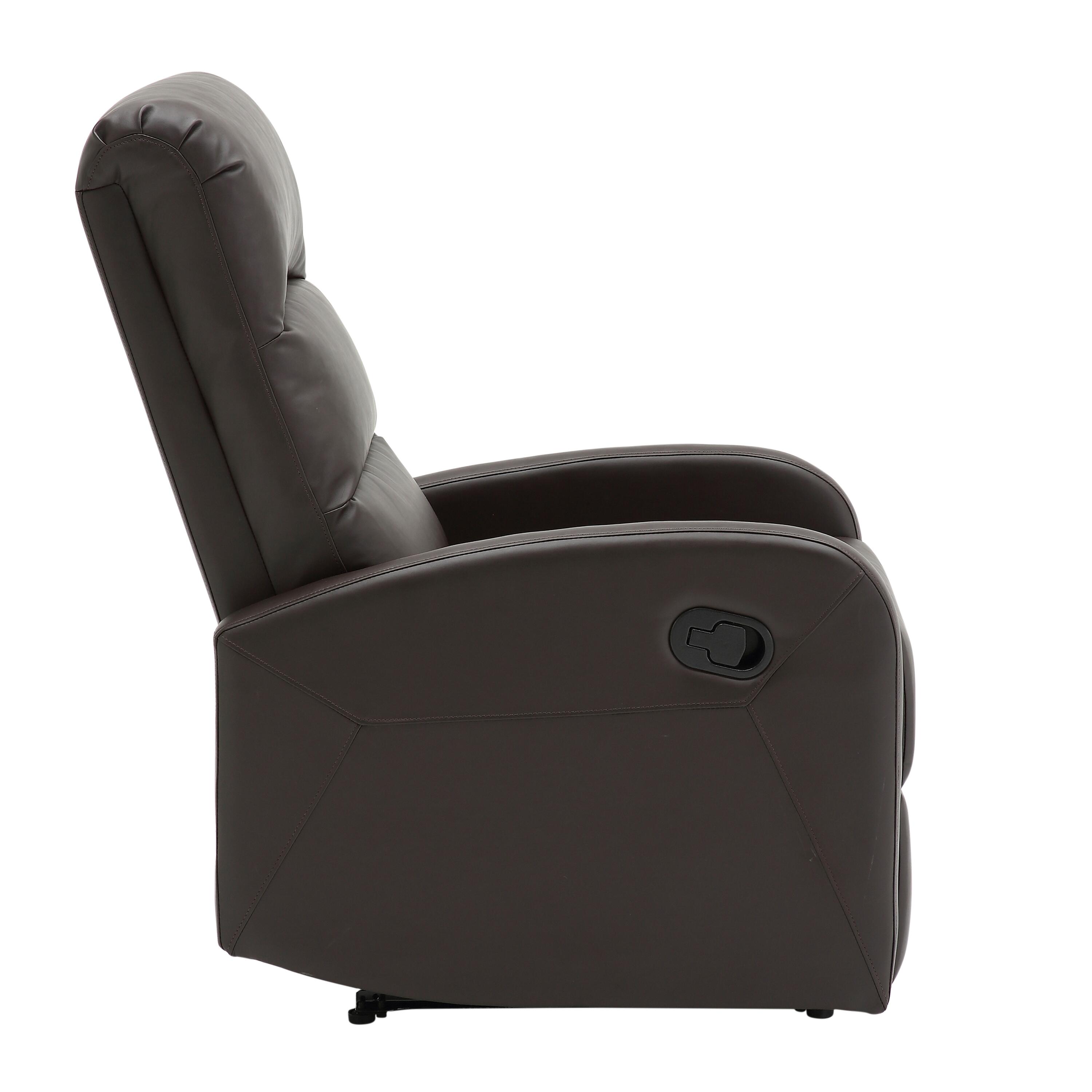 Dormi Faux Leather Contemporary Recliner, Brown, large
