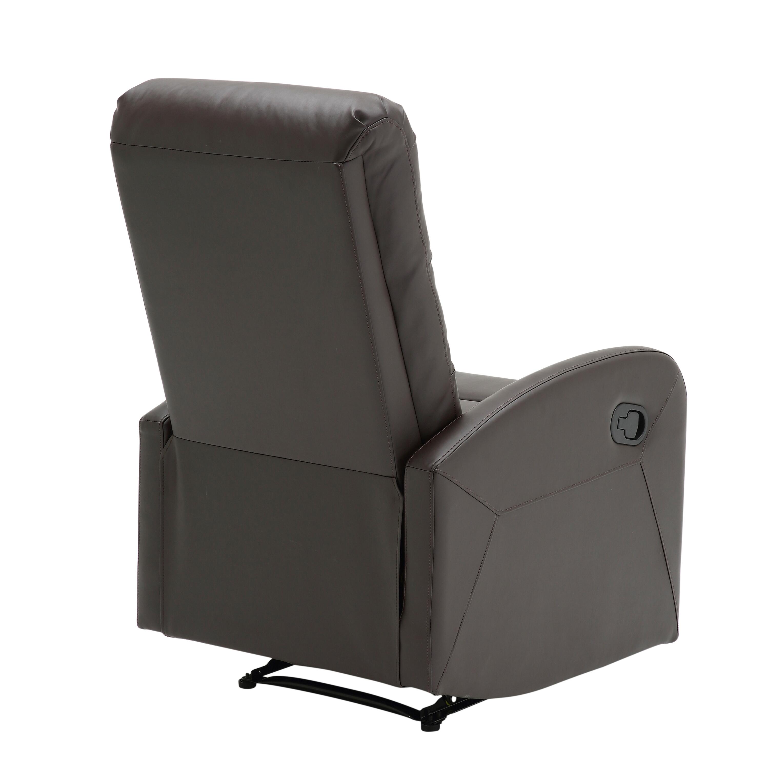 Dormi Faux Leather Contemporary Recliner, Brown, large