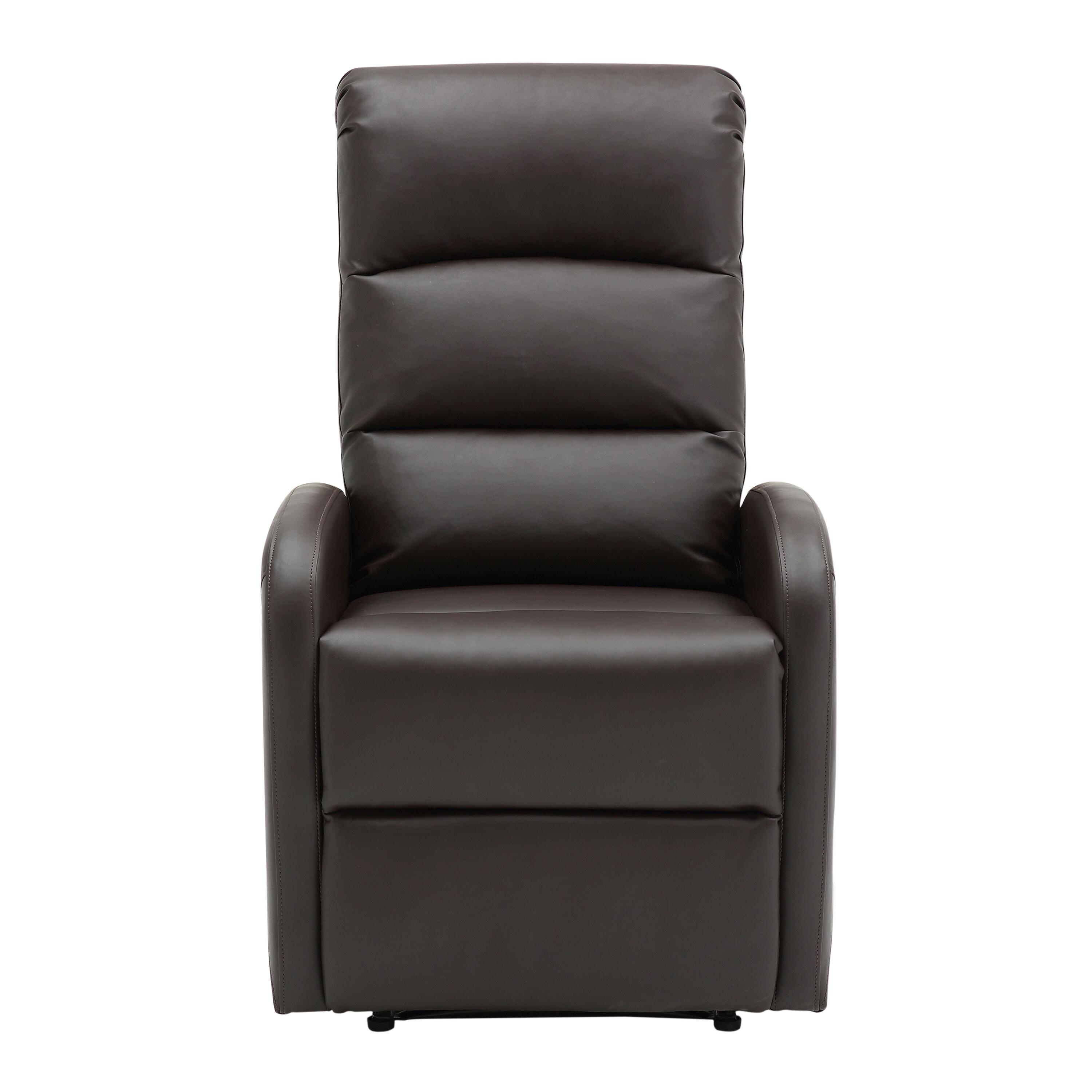 Dormi Faux Leather Contemporary Recliner, Brown, large