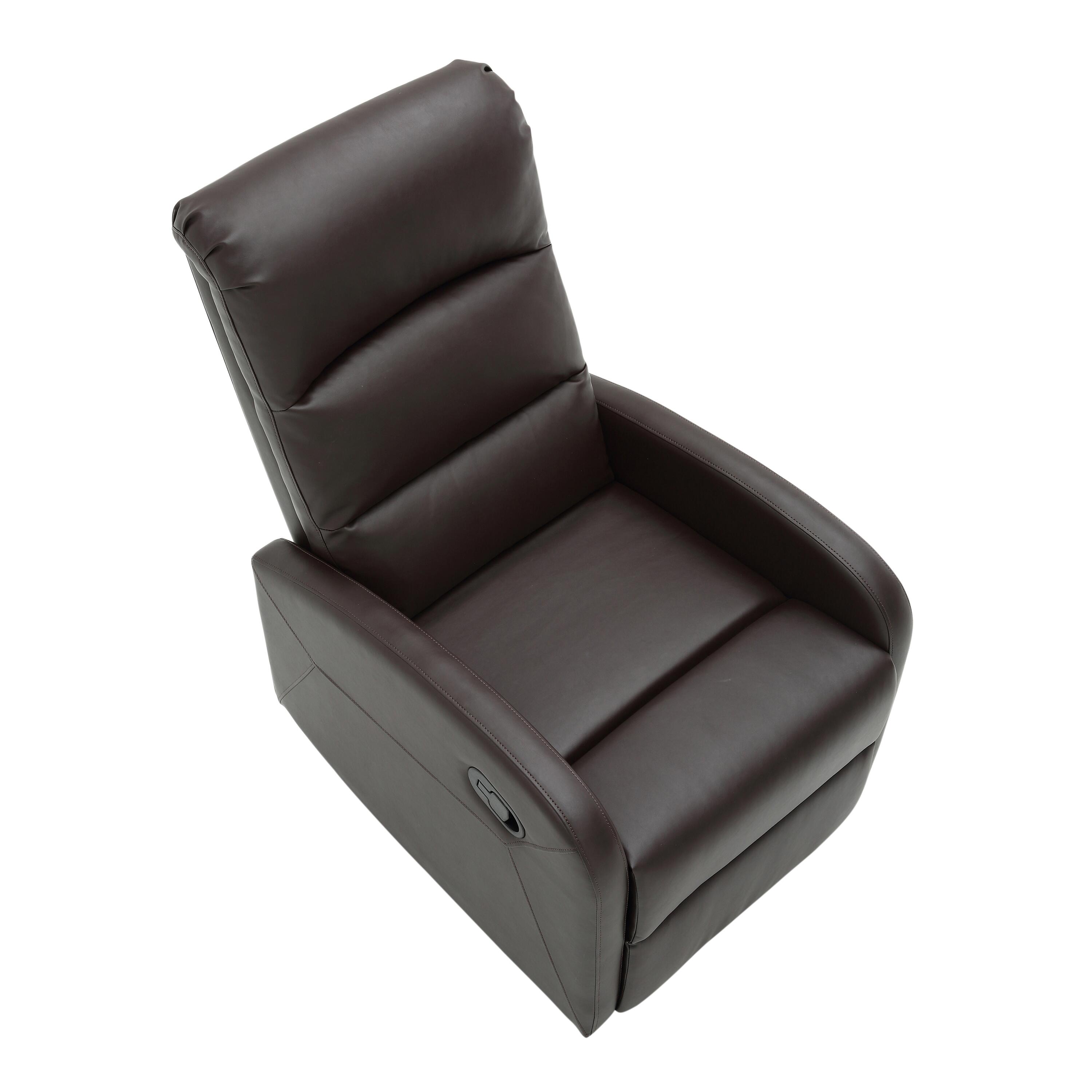 Dormi Faux Leather Contemporary Recliner, Brown, large