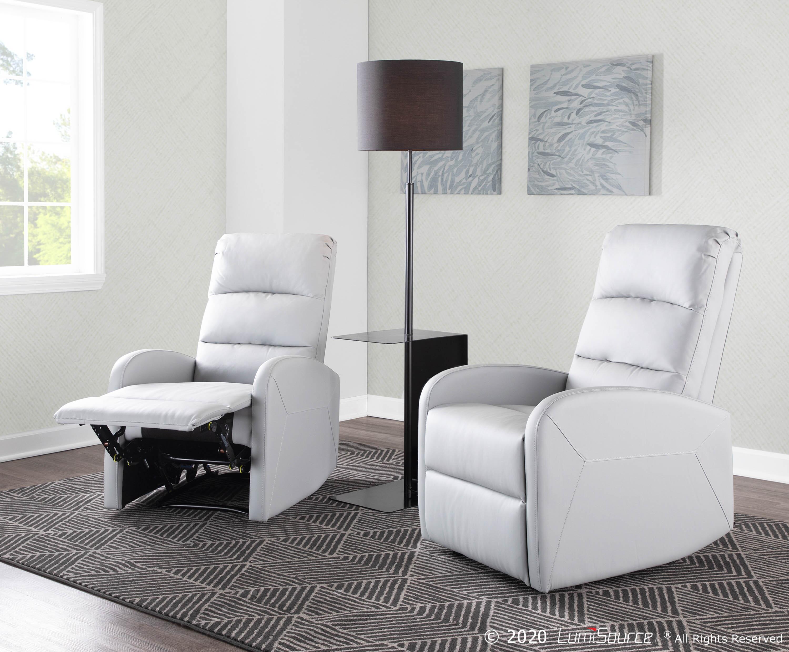 Dormi Faux Leather Contemporary Recliner, Gray, large