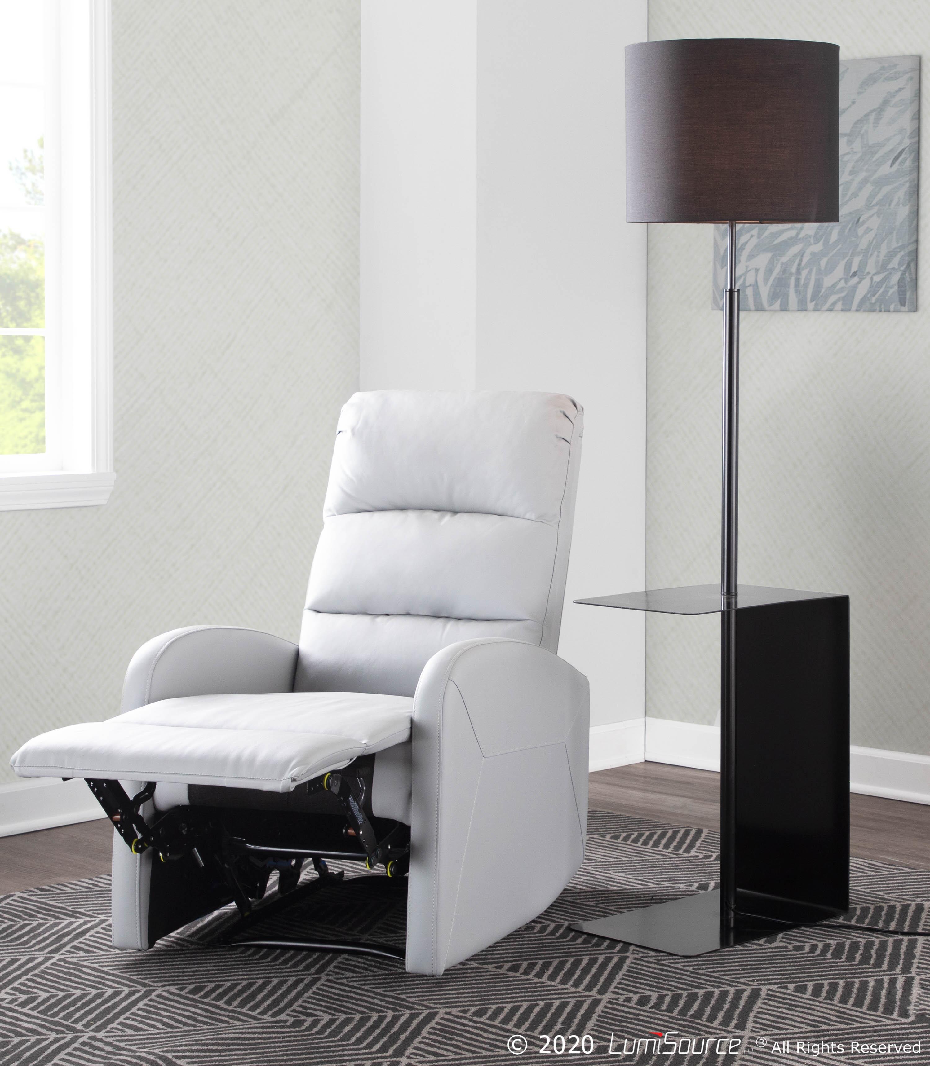 Dormi Faux Leather Contemporary Recliner, Gray, large