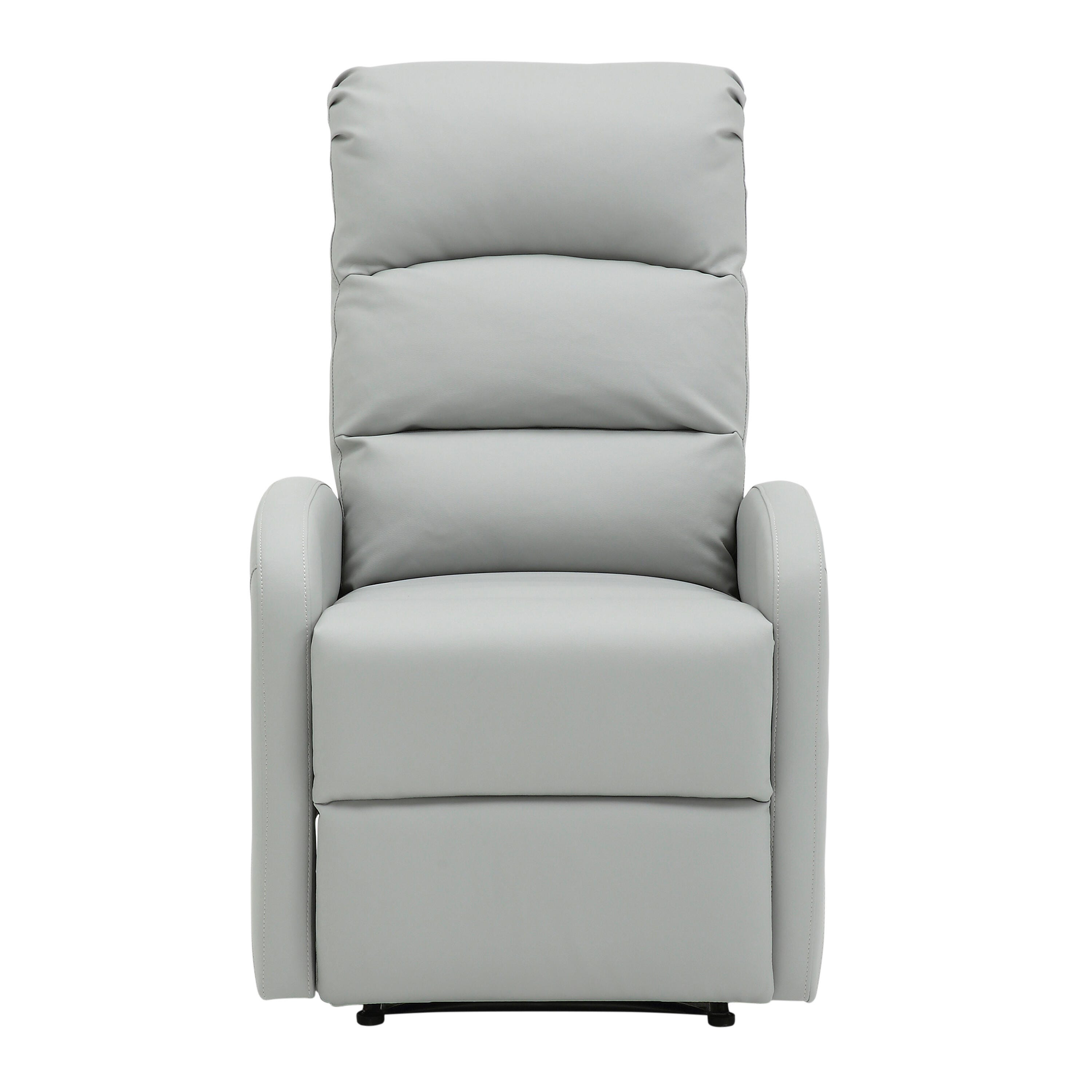 Dormi Faux Leather Contemporary Recliner, Gray, large