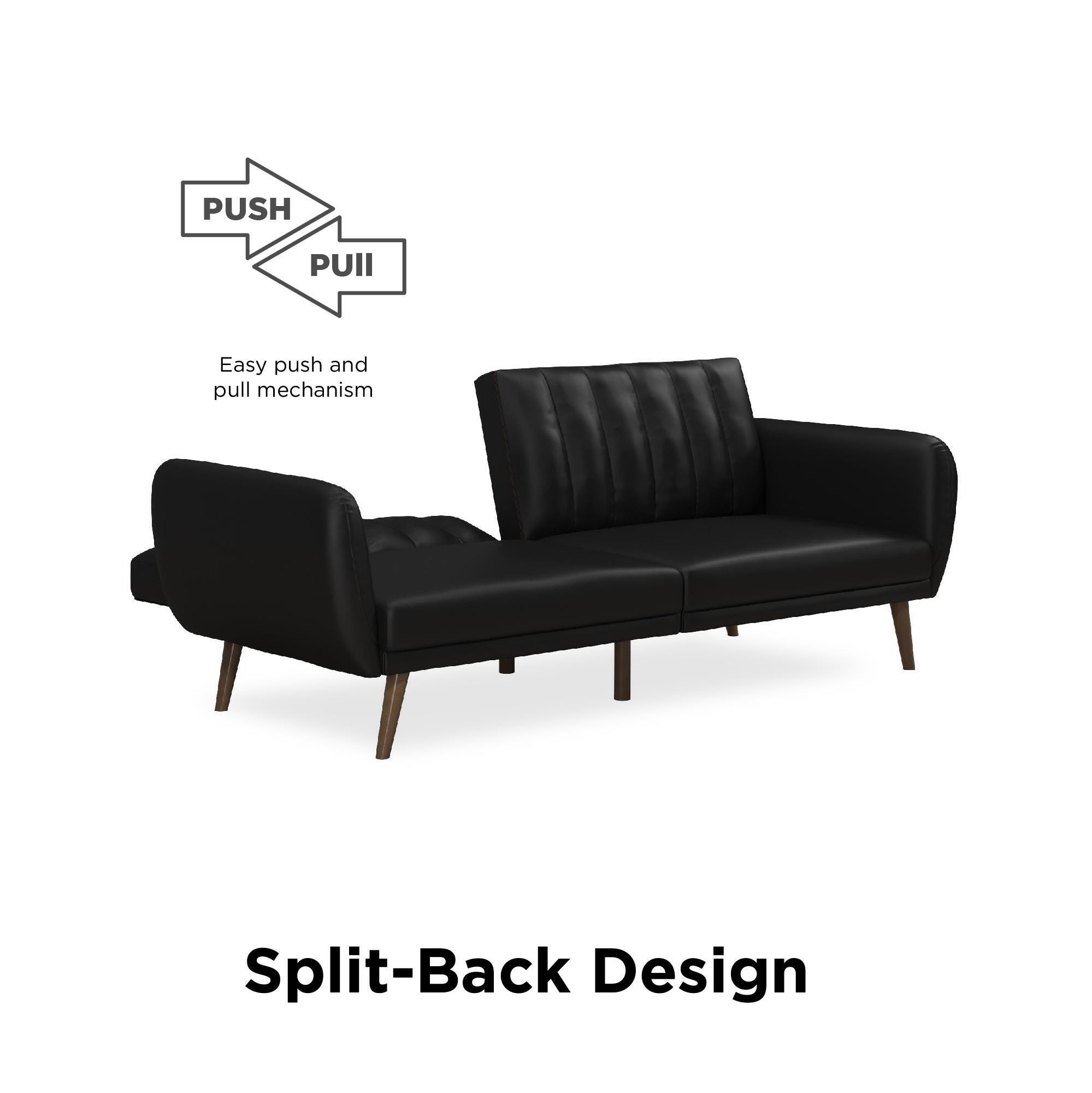 Novogratz Brittany Faux Leather Futon, Black, large