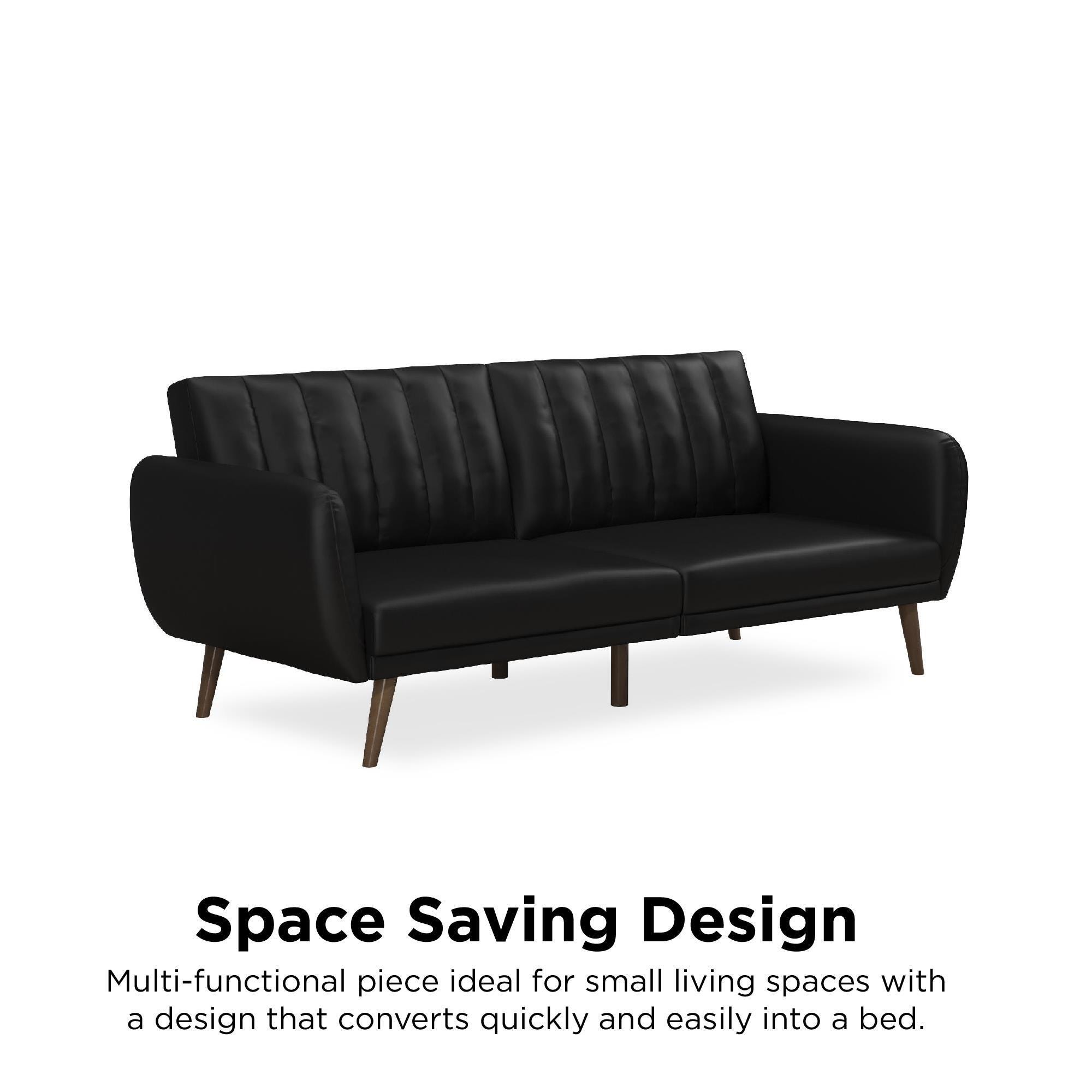 Novogratz Brittany Faux Leather Futon, Black, large