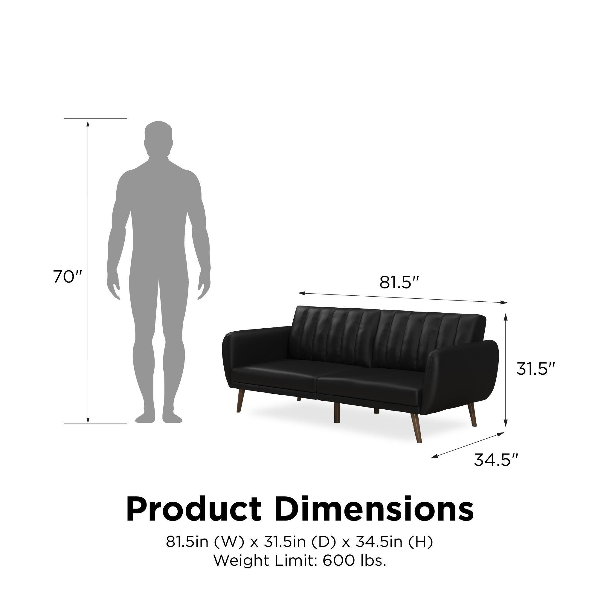 Novogratz Brittany Faux Leather Futon, Black, large