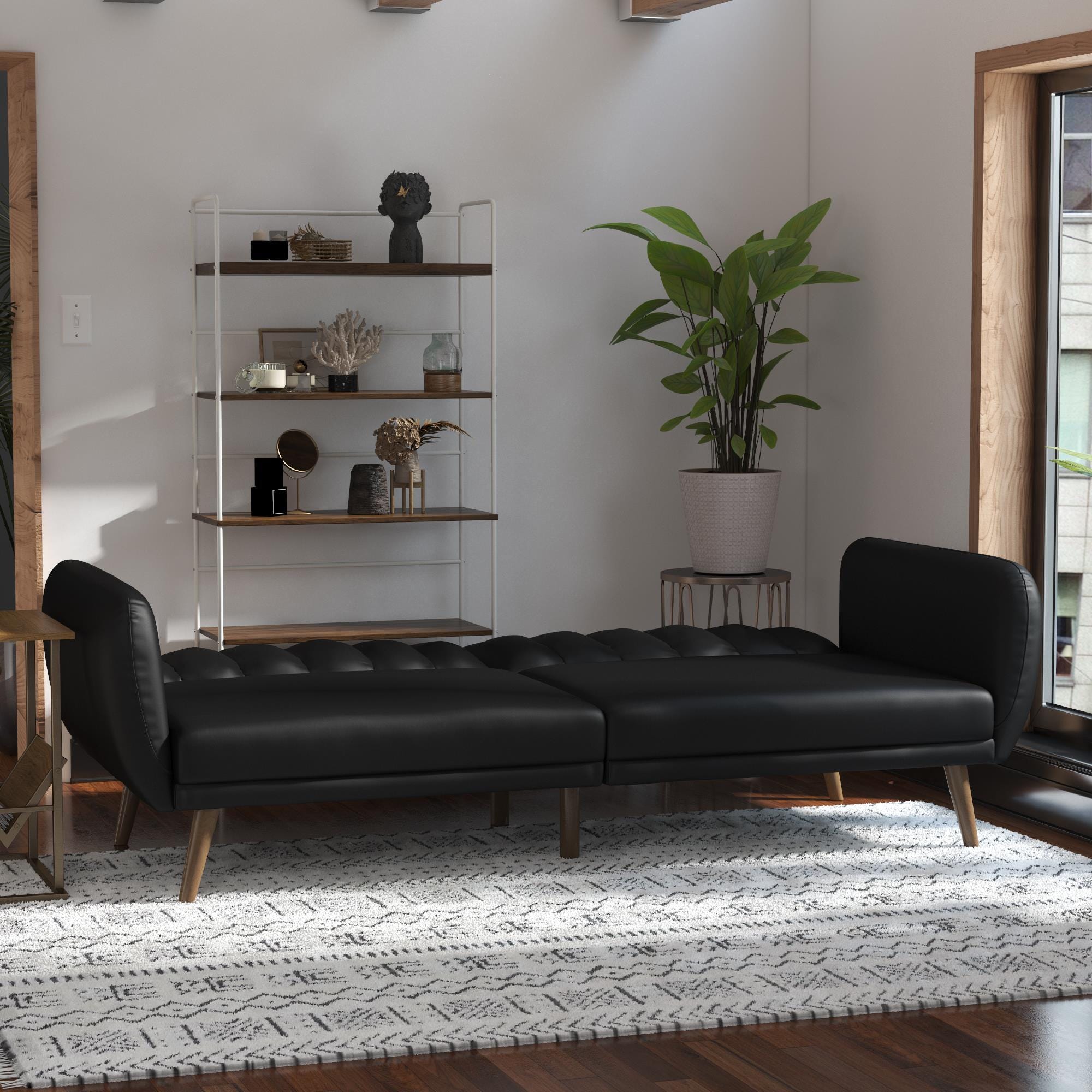 Novogratz Brittany Faux Leather Futon, Black, large