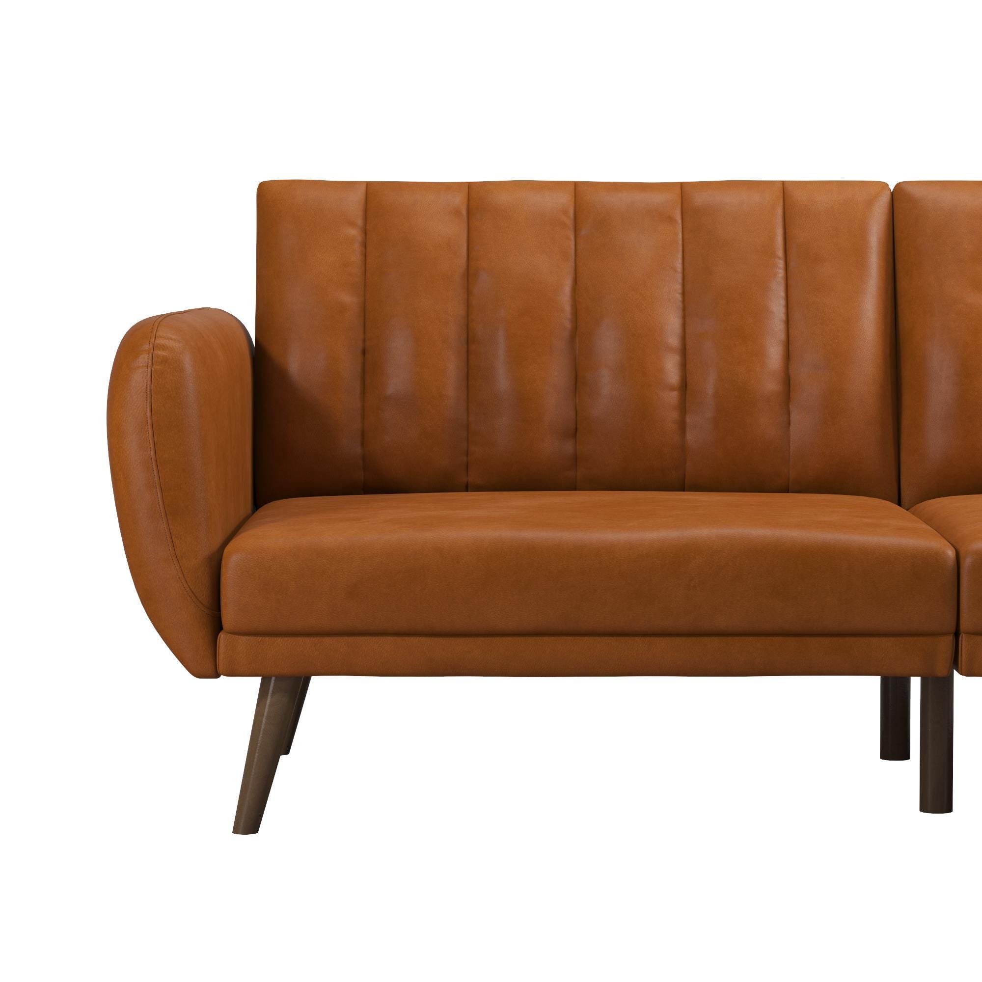 Novogratz Brittany Faux Leather Futon, Camel, large