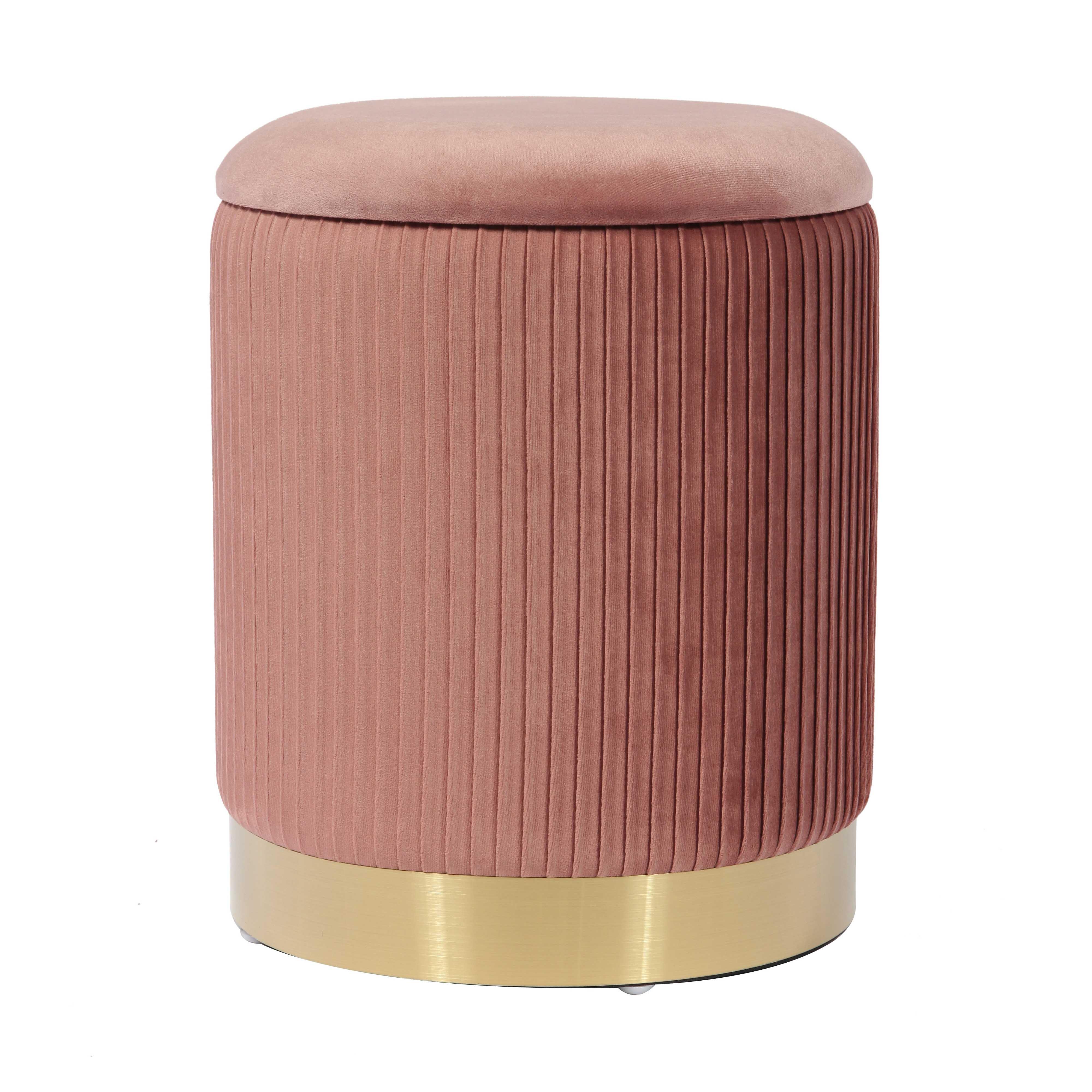 TOV Zoe Velvet Storage Ottoman, Blush, large
