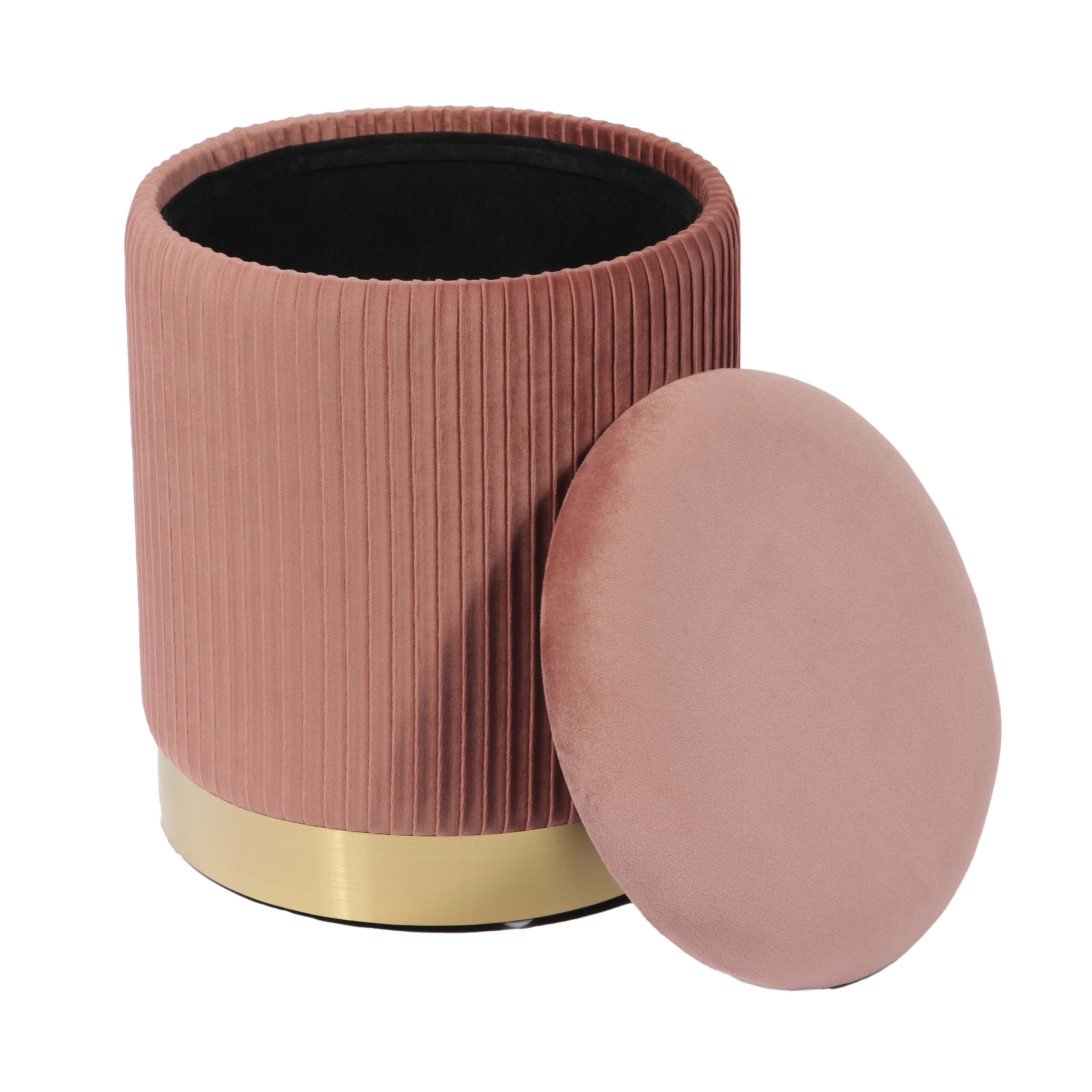 TOV Zoe Velvet Storage Ottoman, Blush, large