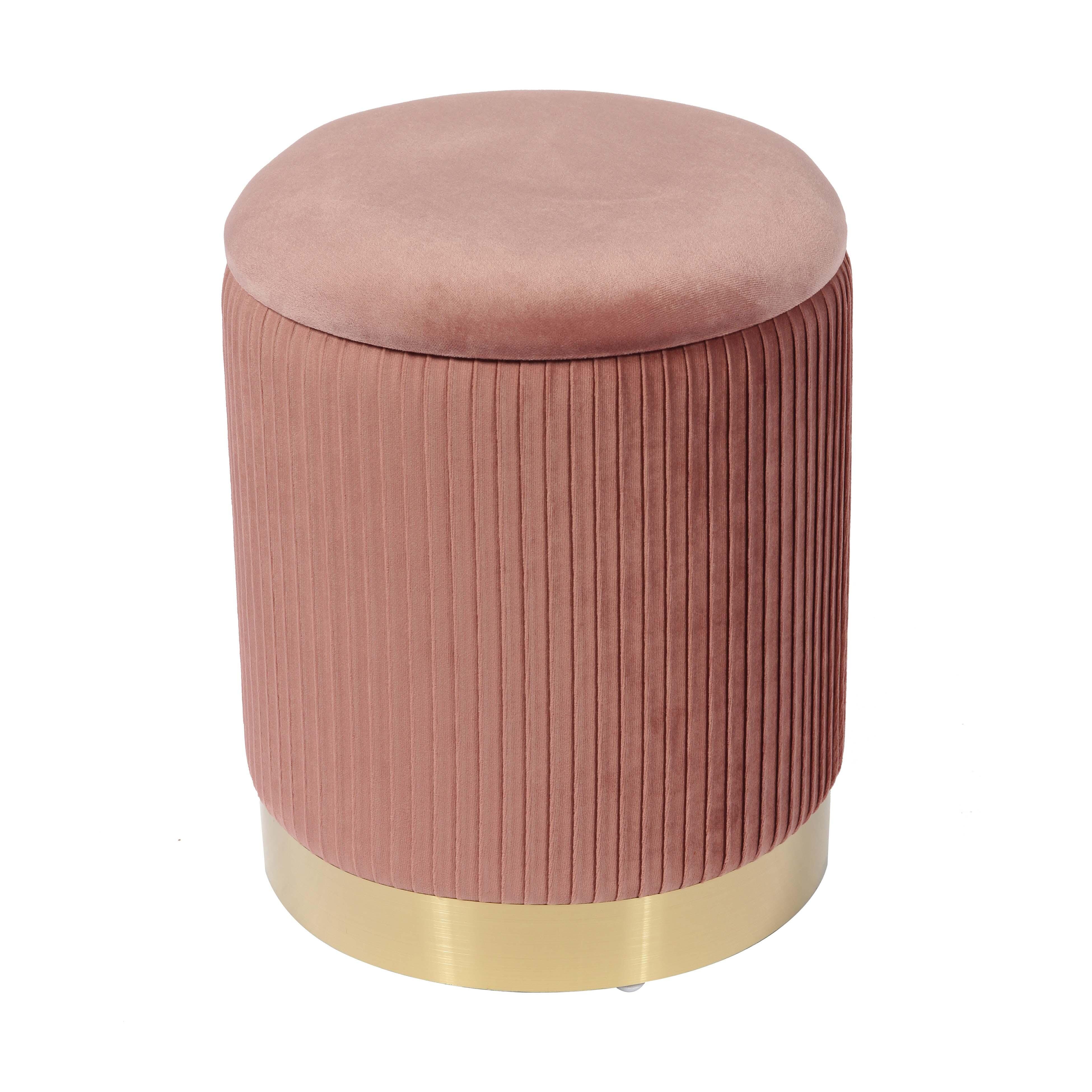 TOV Zoe Velvet Storage Ottoman, Blush, large