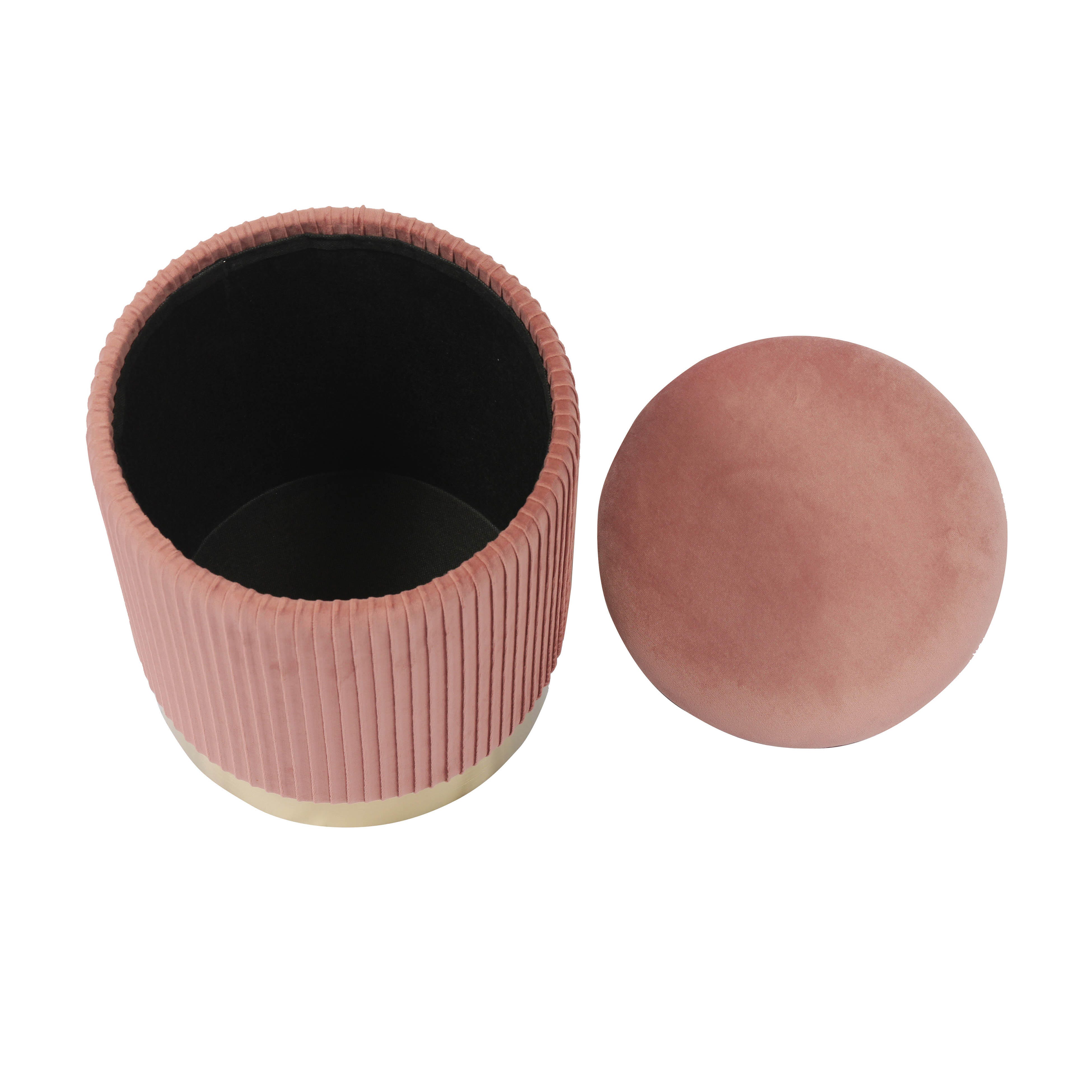 TOV Zoe Velvet Storage Ottoman, Blush, large