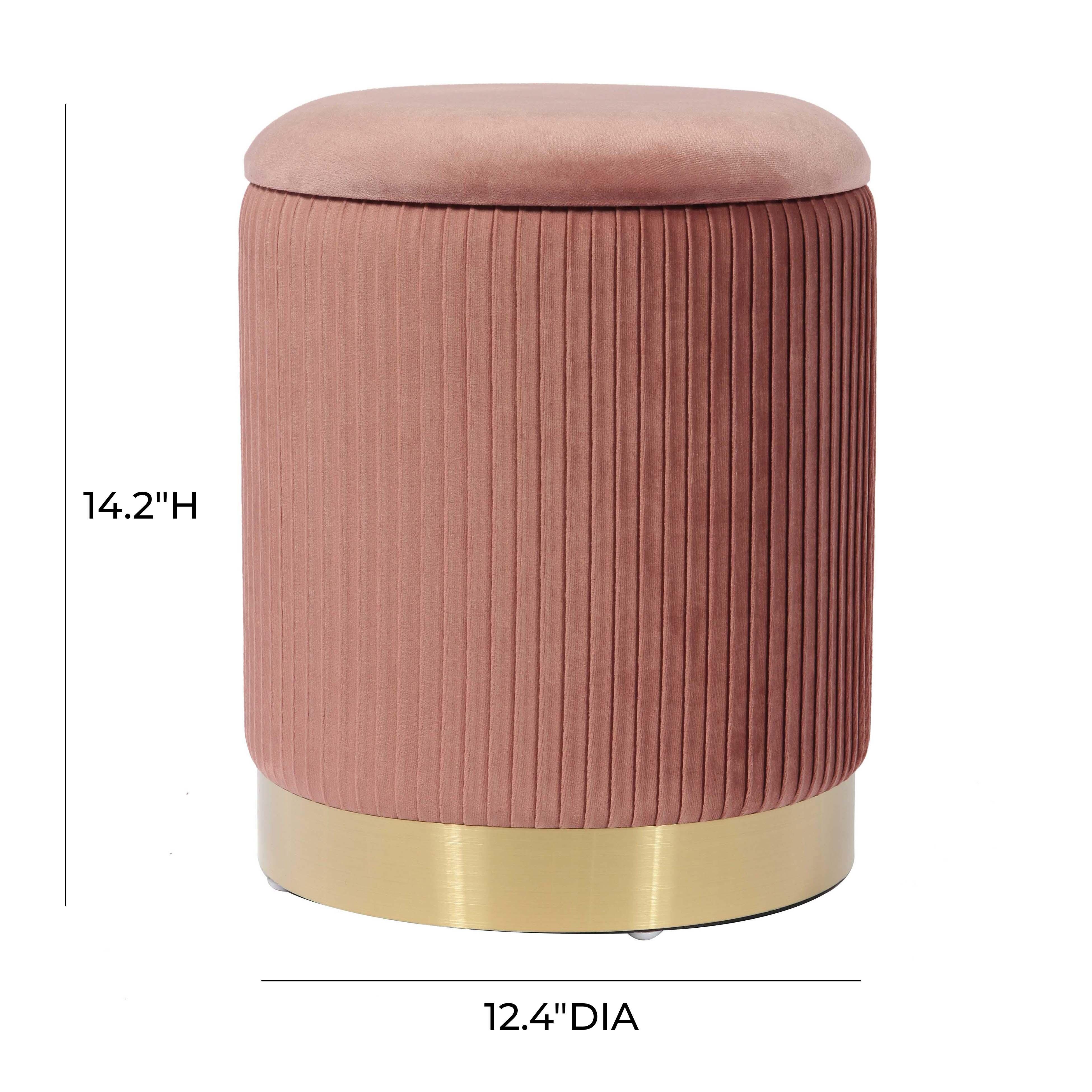 TOV Zoe Velvet Storage Ottoman, Blush, large