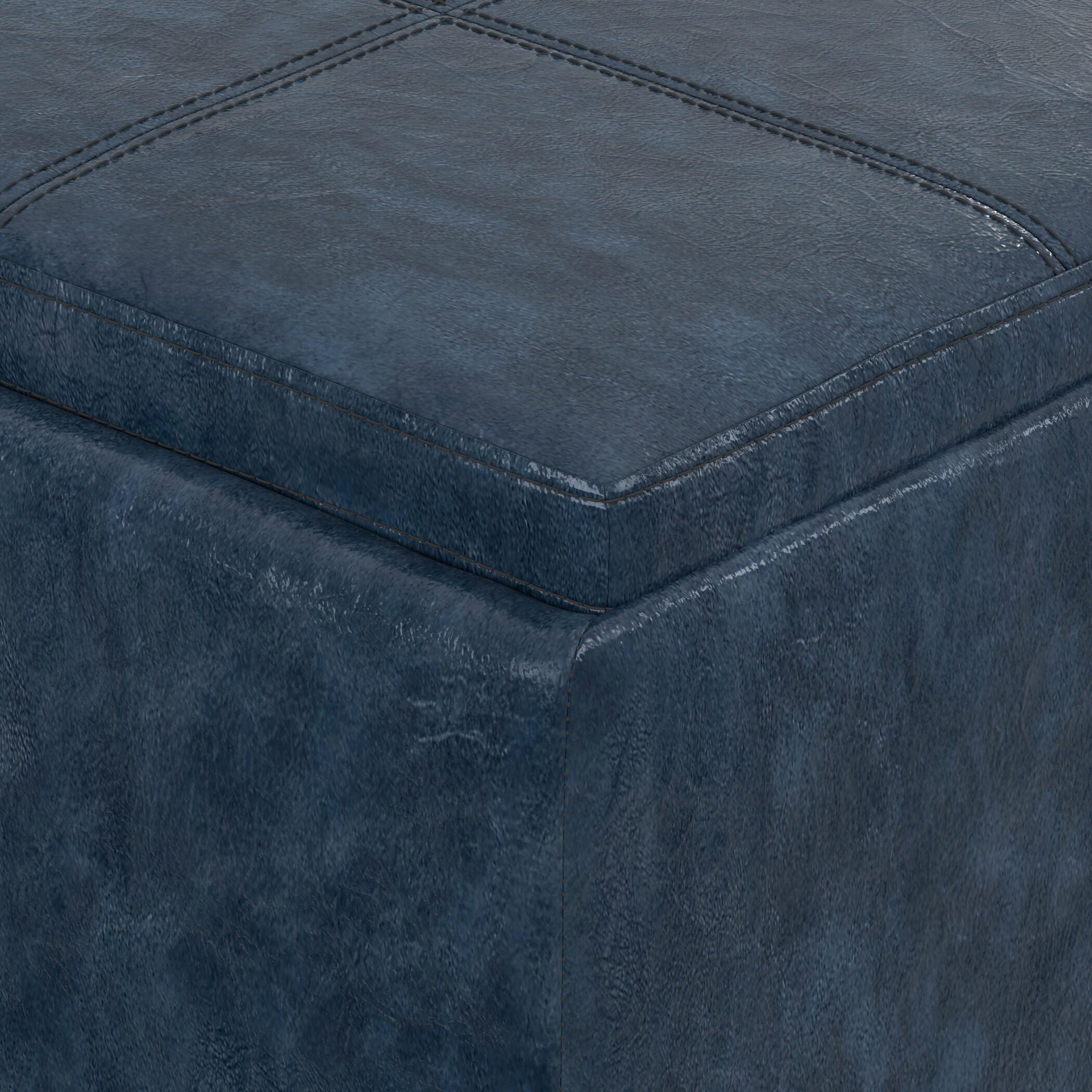 Simpli Home Avalon 42" Wide Contemporary Rectangle Storage Ottoman, Blue, large