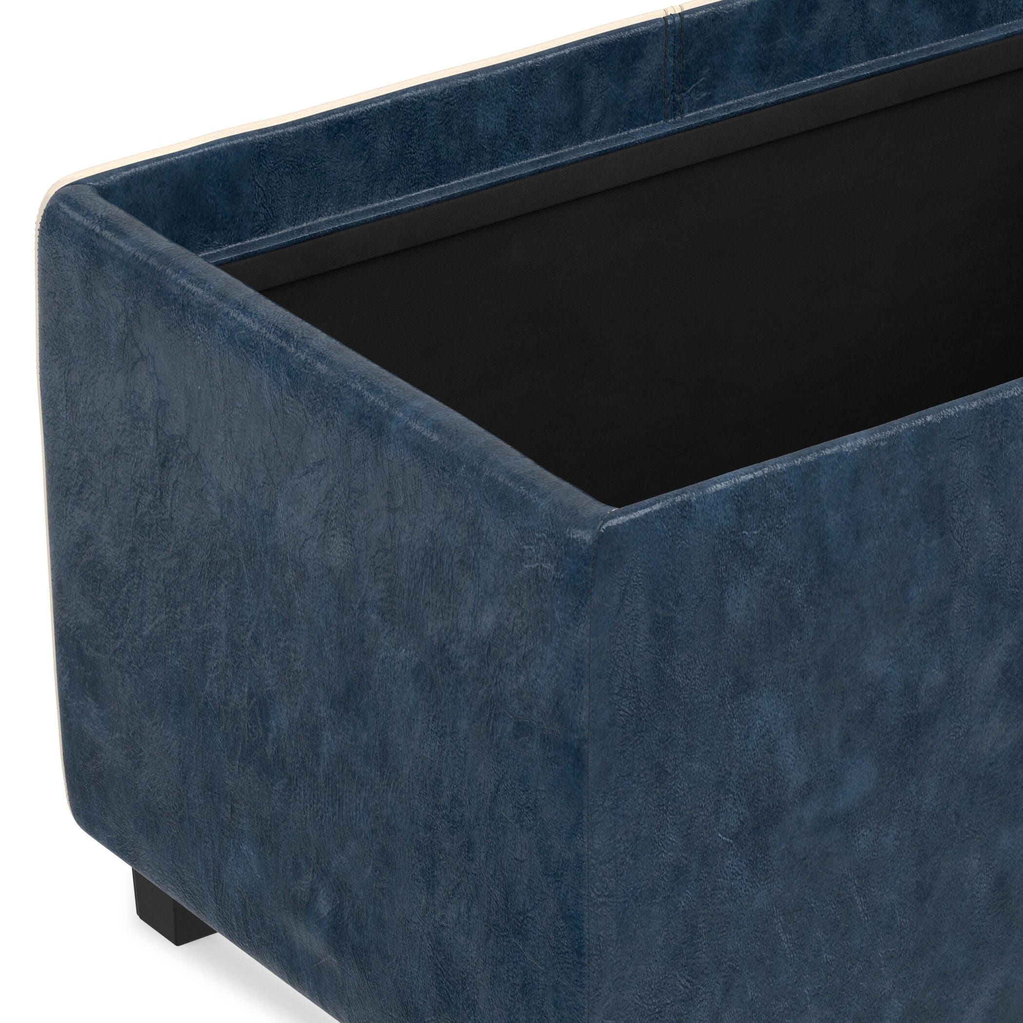 Simpli Home Avalon 42" Wide Contemporary Rectangle Storage Ottoman, Blue, large