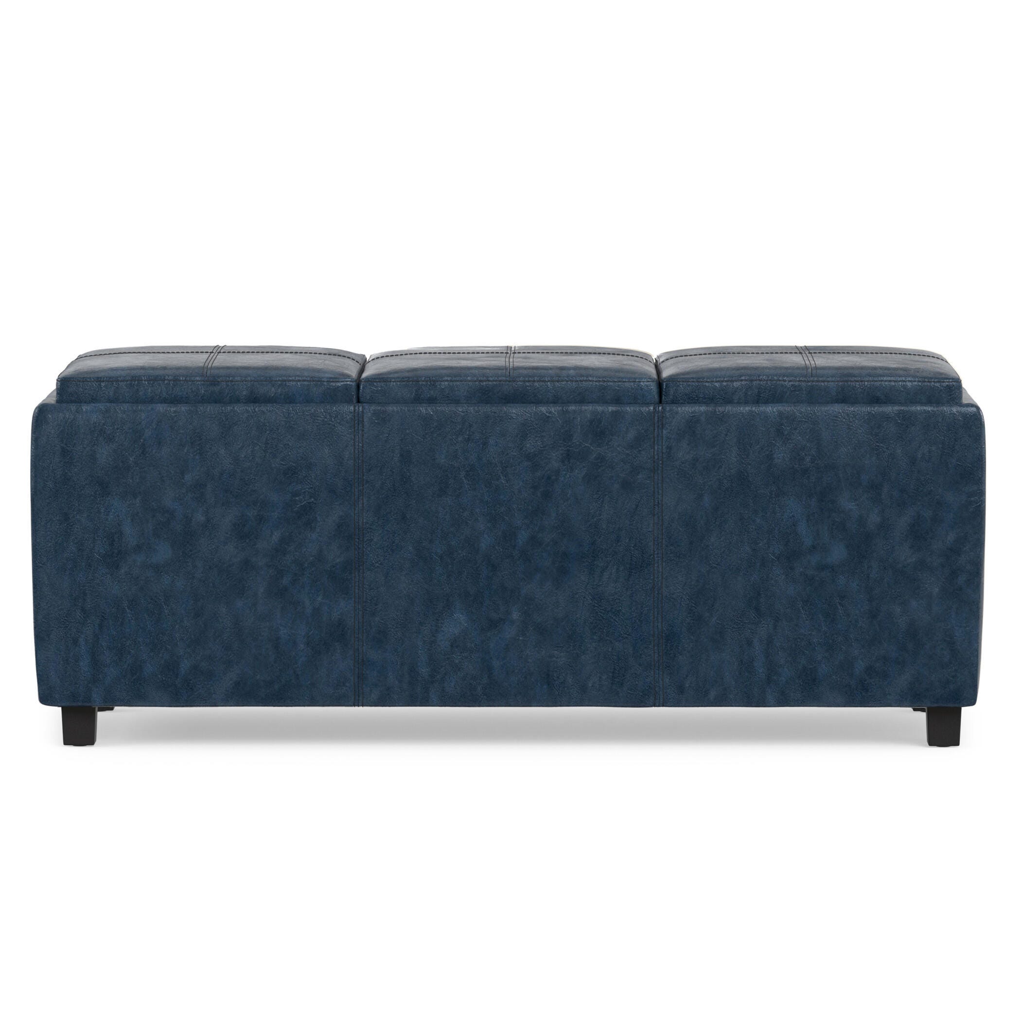 Simpli Home Avalon 42" Wide Contemporary Rectangle Storage Ottoman, Blue, large