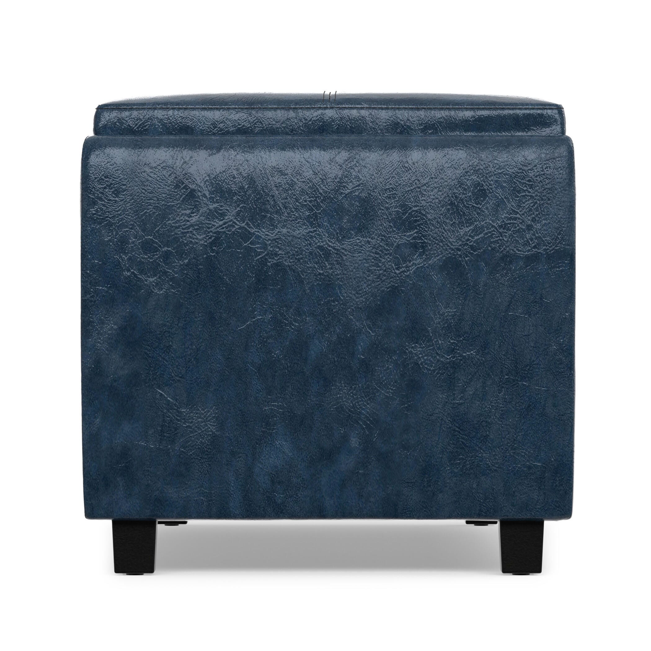 Simpli Home Avalon 42" Wide Contemporary Rectangle Storage Ottoman, Blue, large