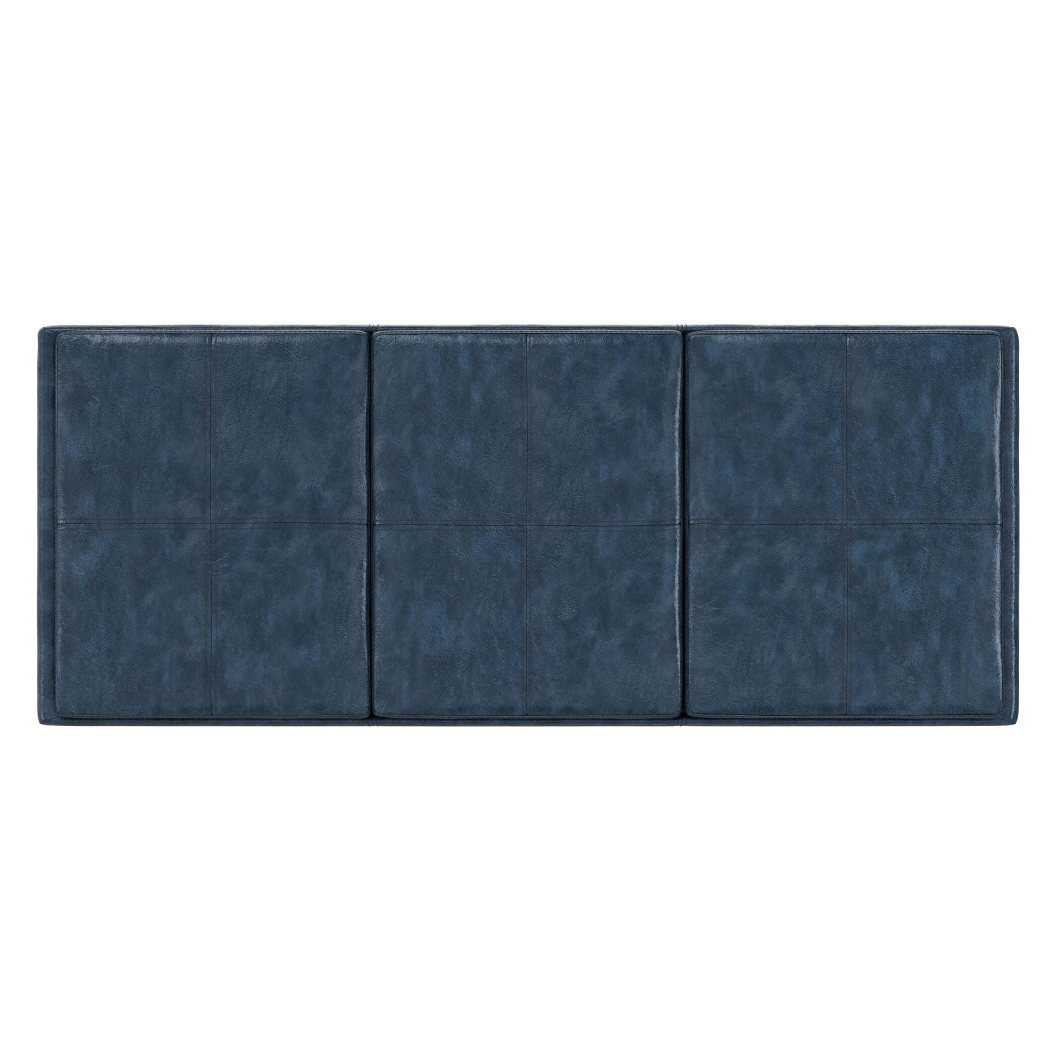 Simpli Home Avalon 42" Wide Contemporary Rectangle Storage Ottoman, Blue, large