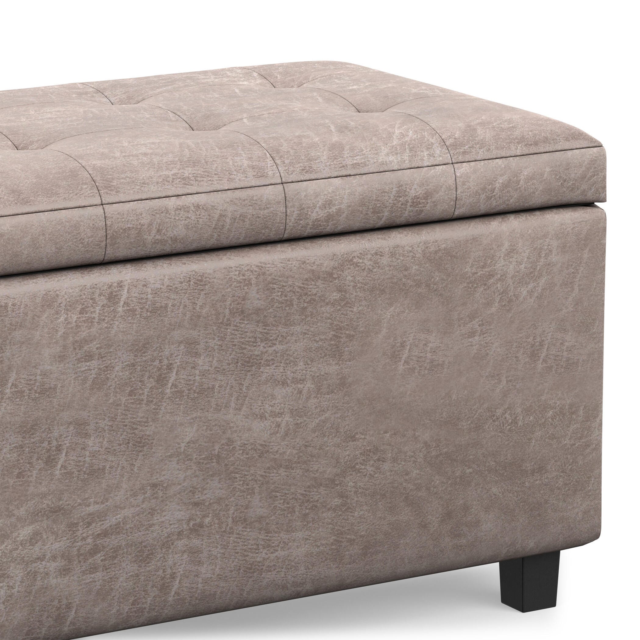 Simpli Home Cosmopolitan 34" Wide Contemporary Rectangle Storage Ottoman, Gray, large