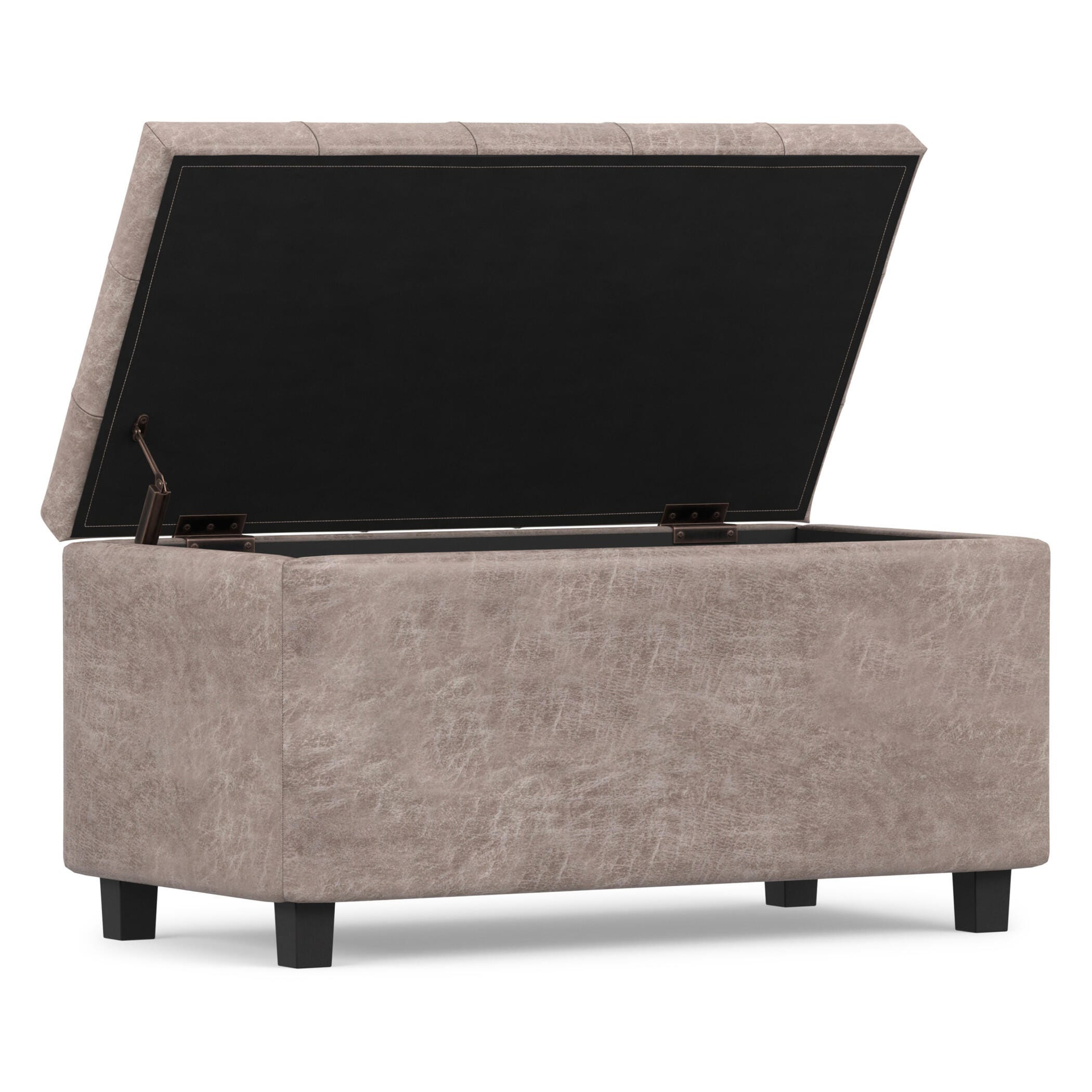 Simpli Home Cosmopolitan 34" Wide Contemporary Rectangle Storage Ottoman, Gray, large