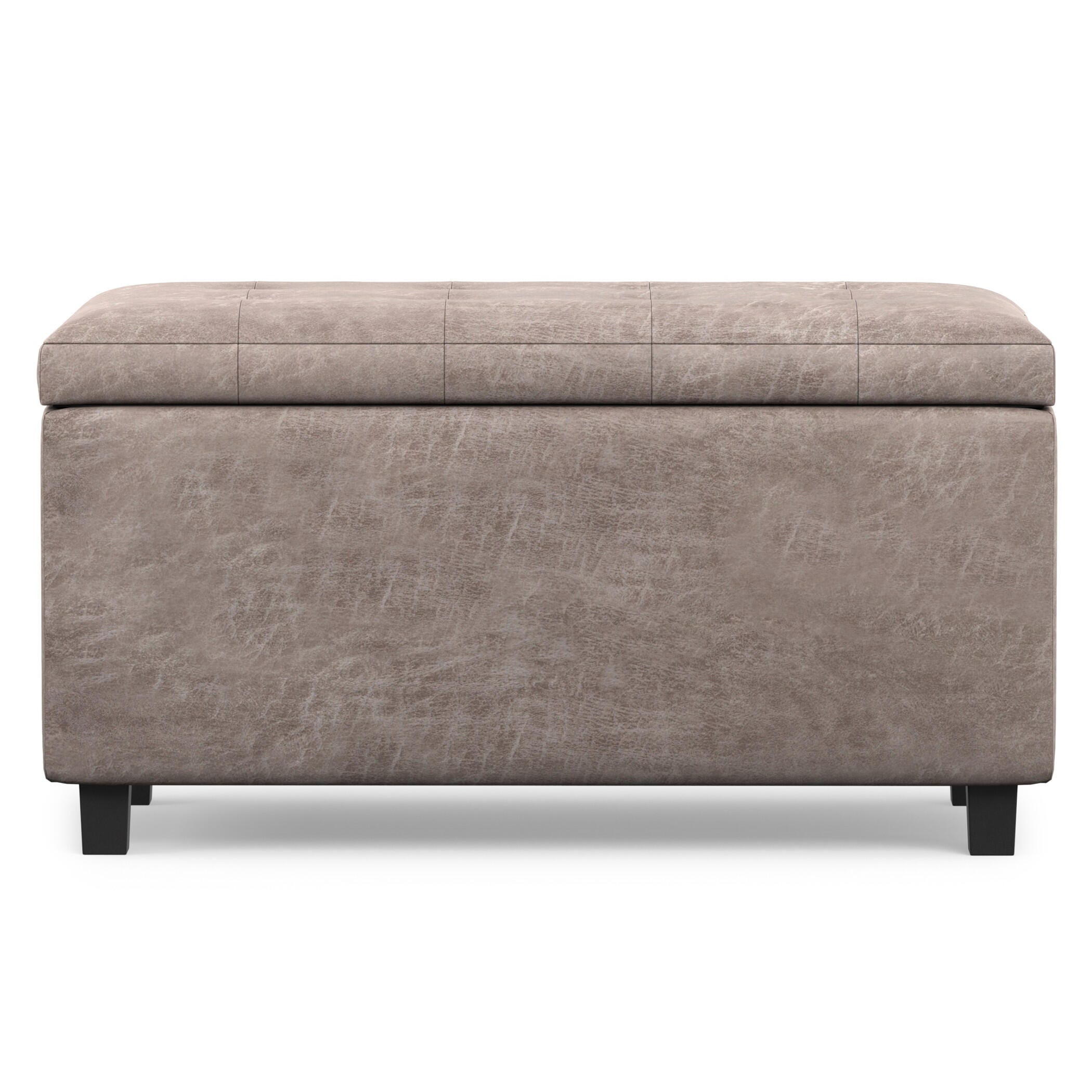 Simpli Home Cosmopolitan 34" Wide Contemporary Rectangle Storage Ottoman, Gray, large