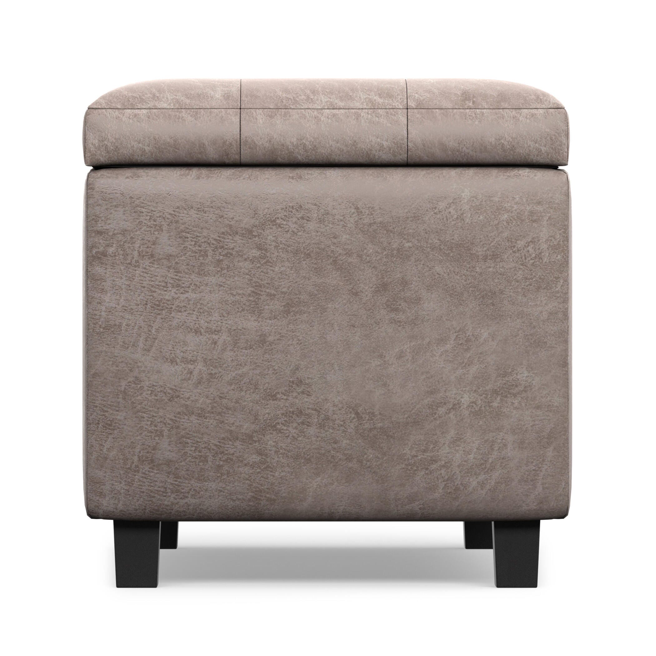 Simpli Home Cosmopolitan 34" Wide Contemporary Rectangle Storage Ottoman, Gray, large