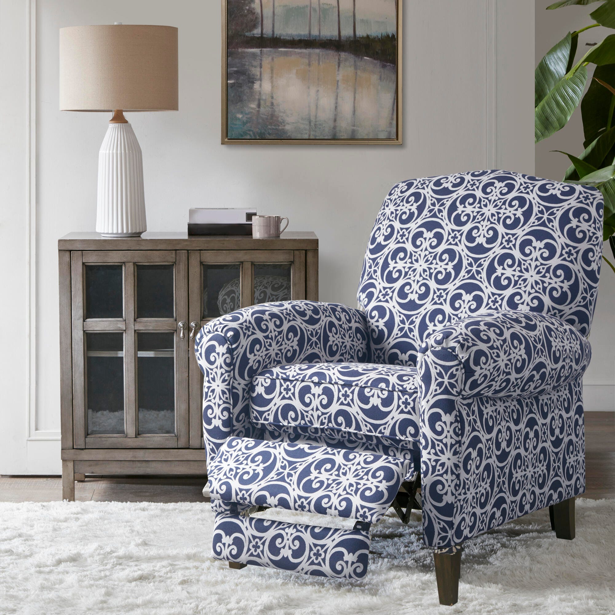 Madison Park Kirby Push Back Recliner, Navy Multi, large