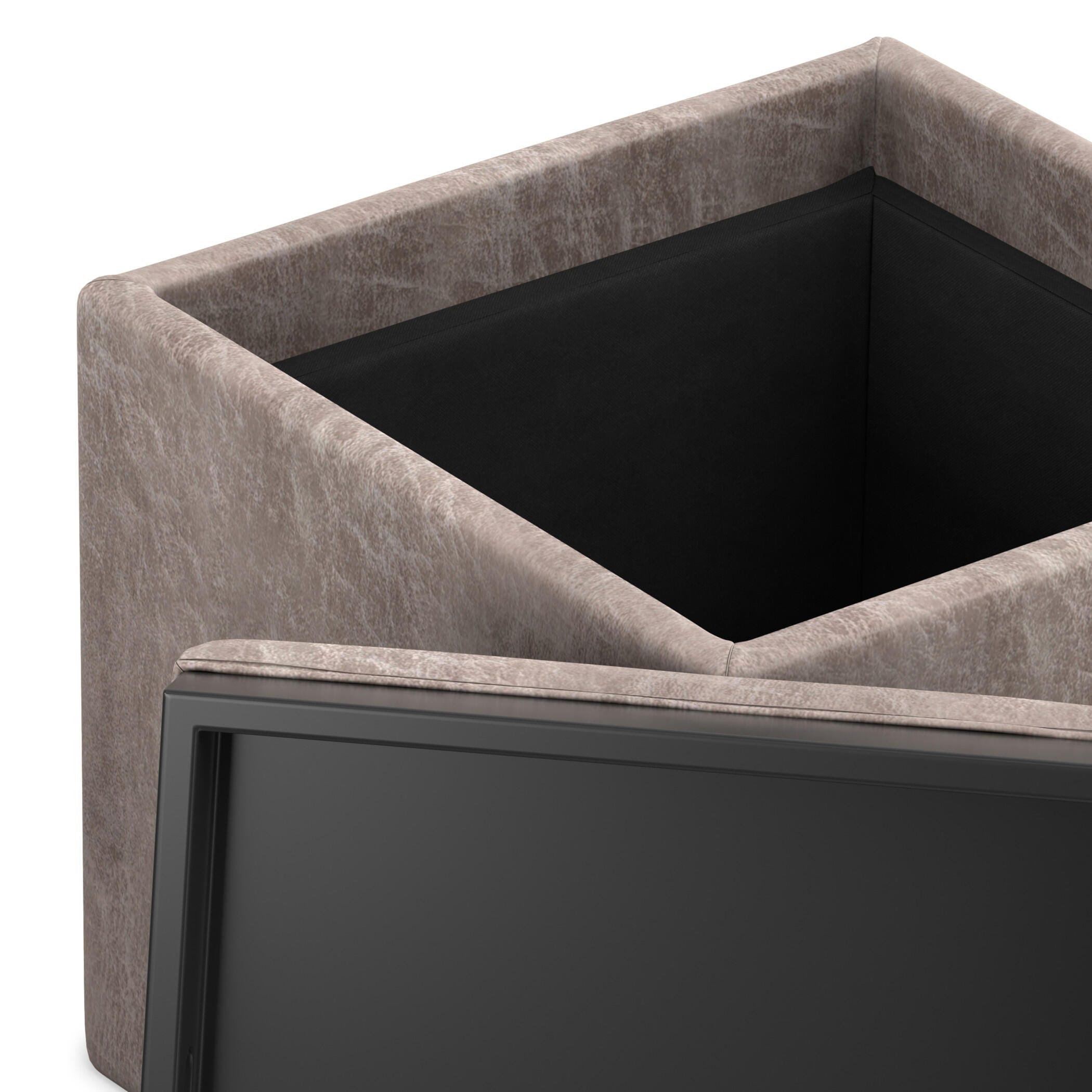 Simpli Home Rockwood 17" Square Storage Ottoman, Gray, large