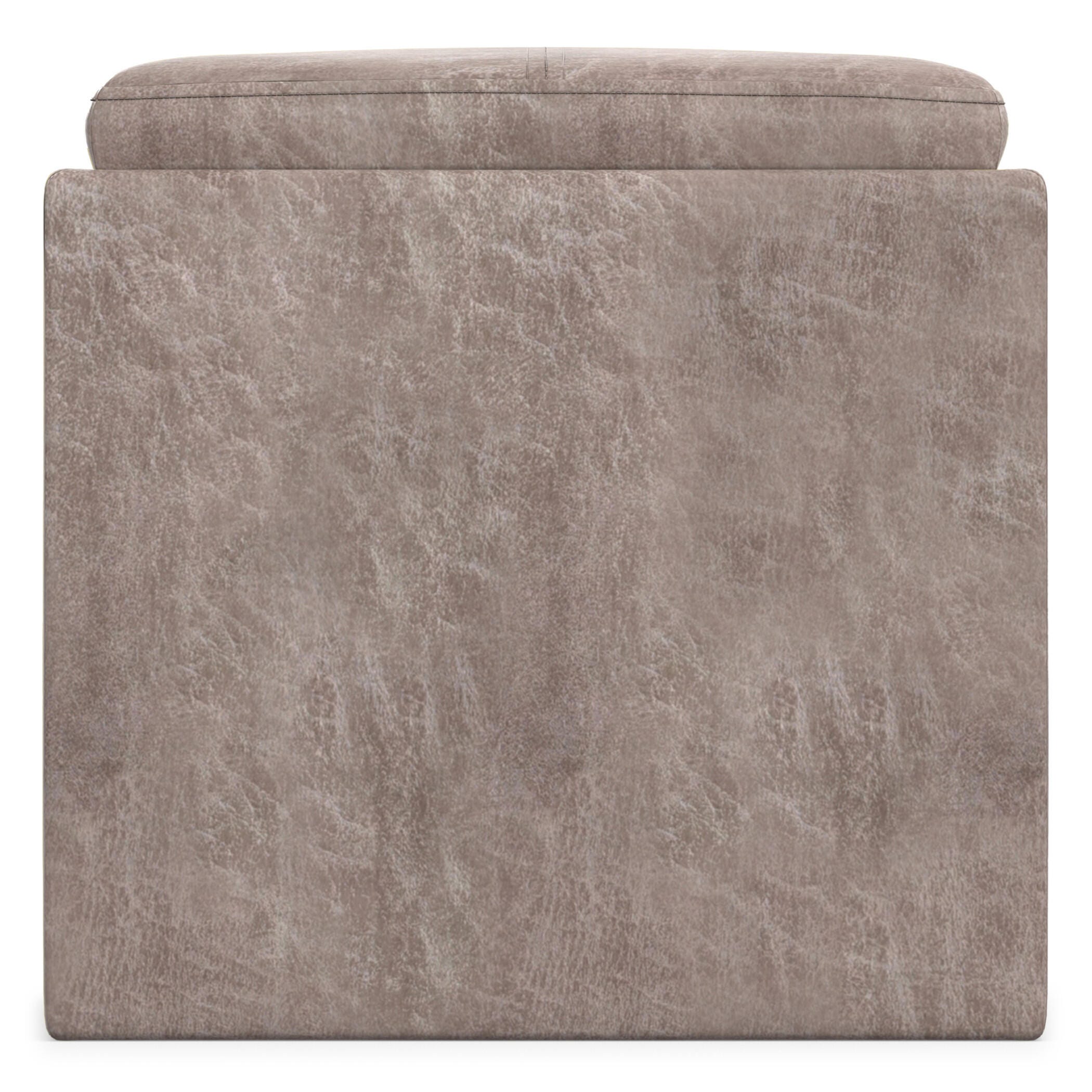 Simpli Home Rockwood 17" Square Storage Ottoman, Gray, large