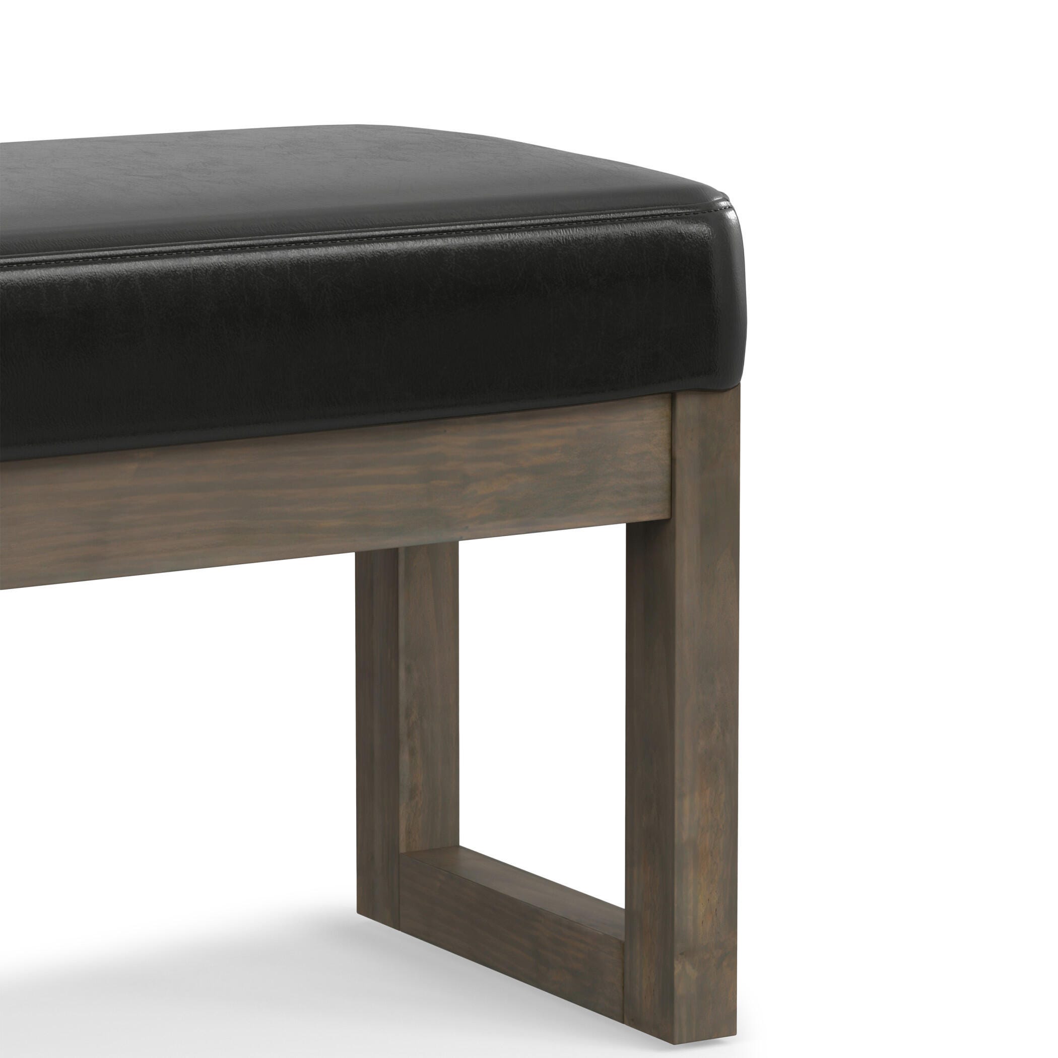Simpli Home 44" Rectangle Ottoman, Black, large