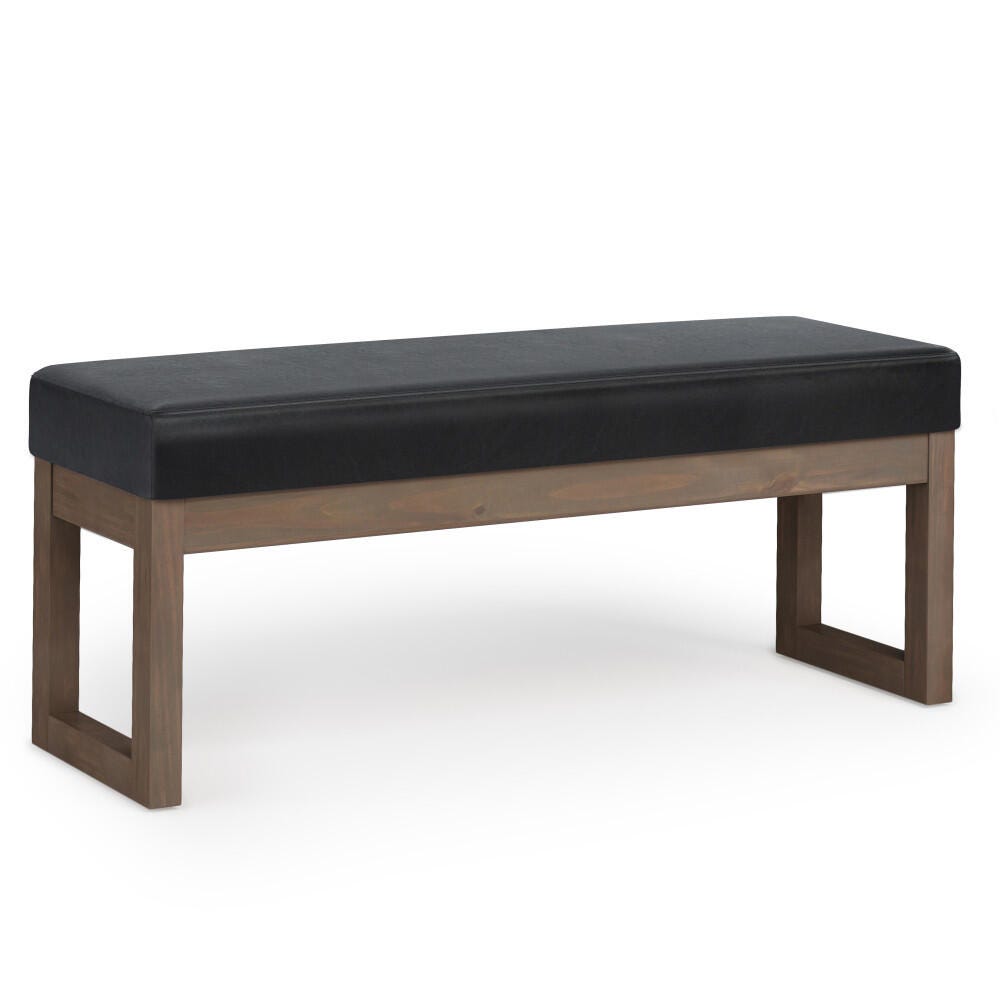 Simpli Home 44" Rectangle Ottoman, Black, large