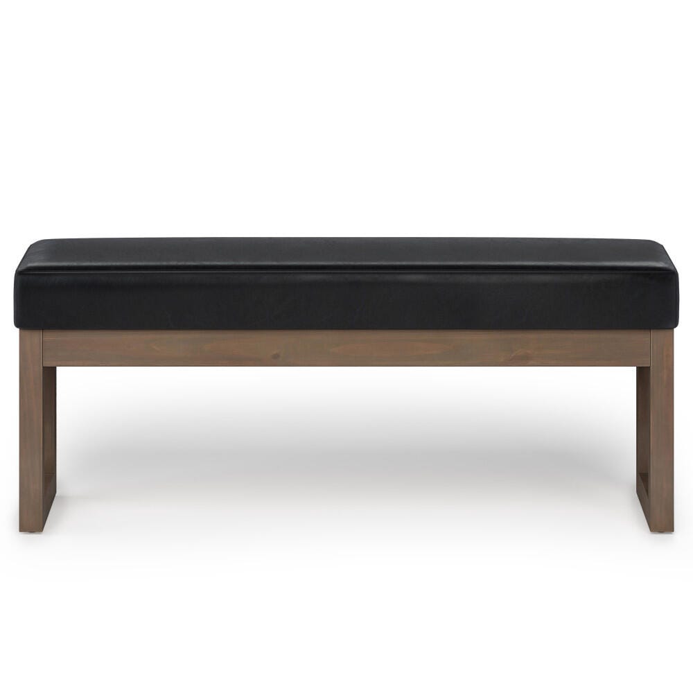 Simpli Home 44" Rectangle Ottoman, Black, large