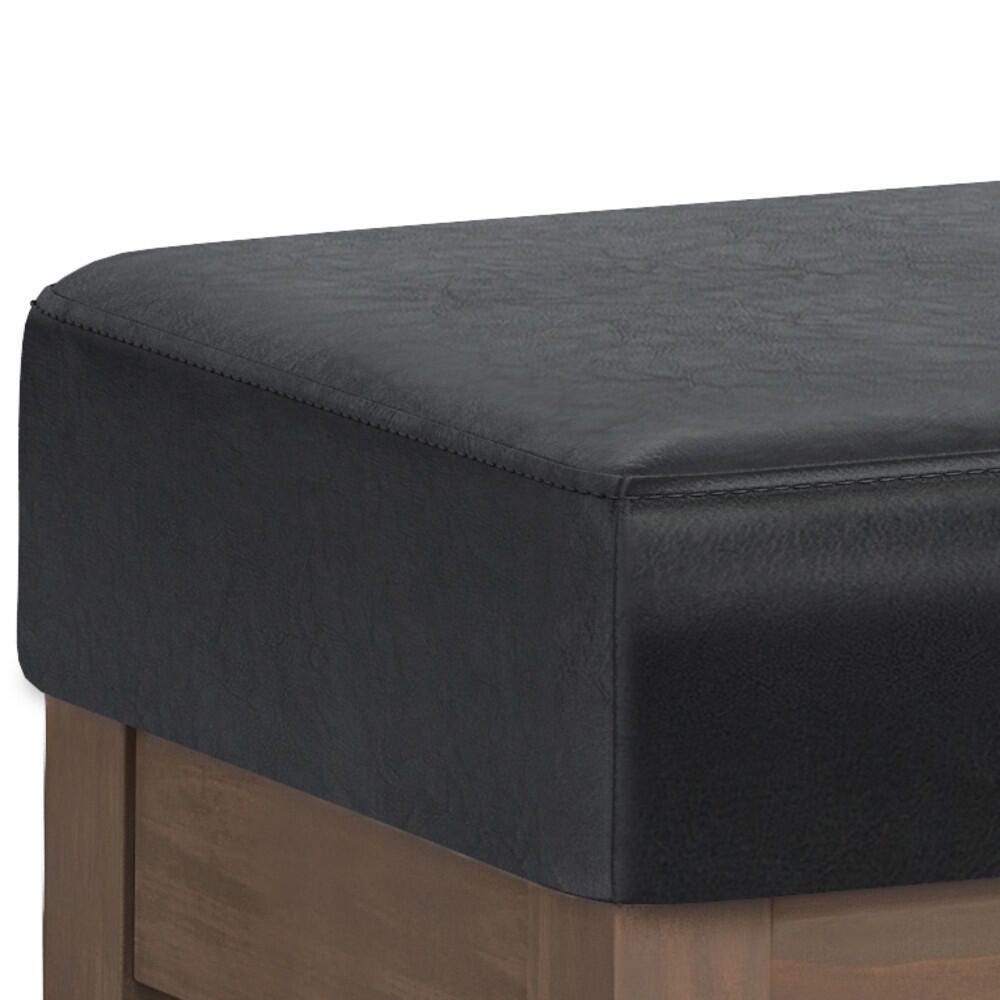 Simpli Home 44" Rectangle Ottoman, Black, large