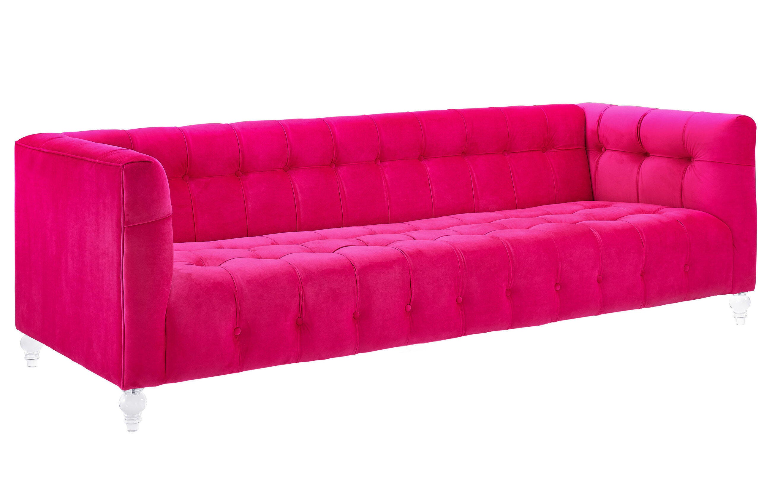 TOV Bea Pink Velvet Sofa, Pink, large