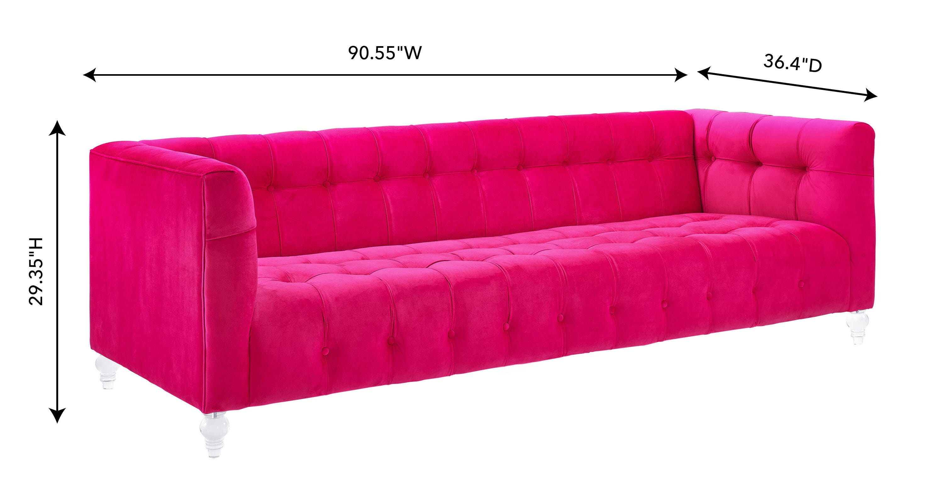 TOV Bea Pink Velvet Sofa, Pink, large