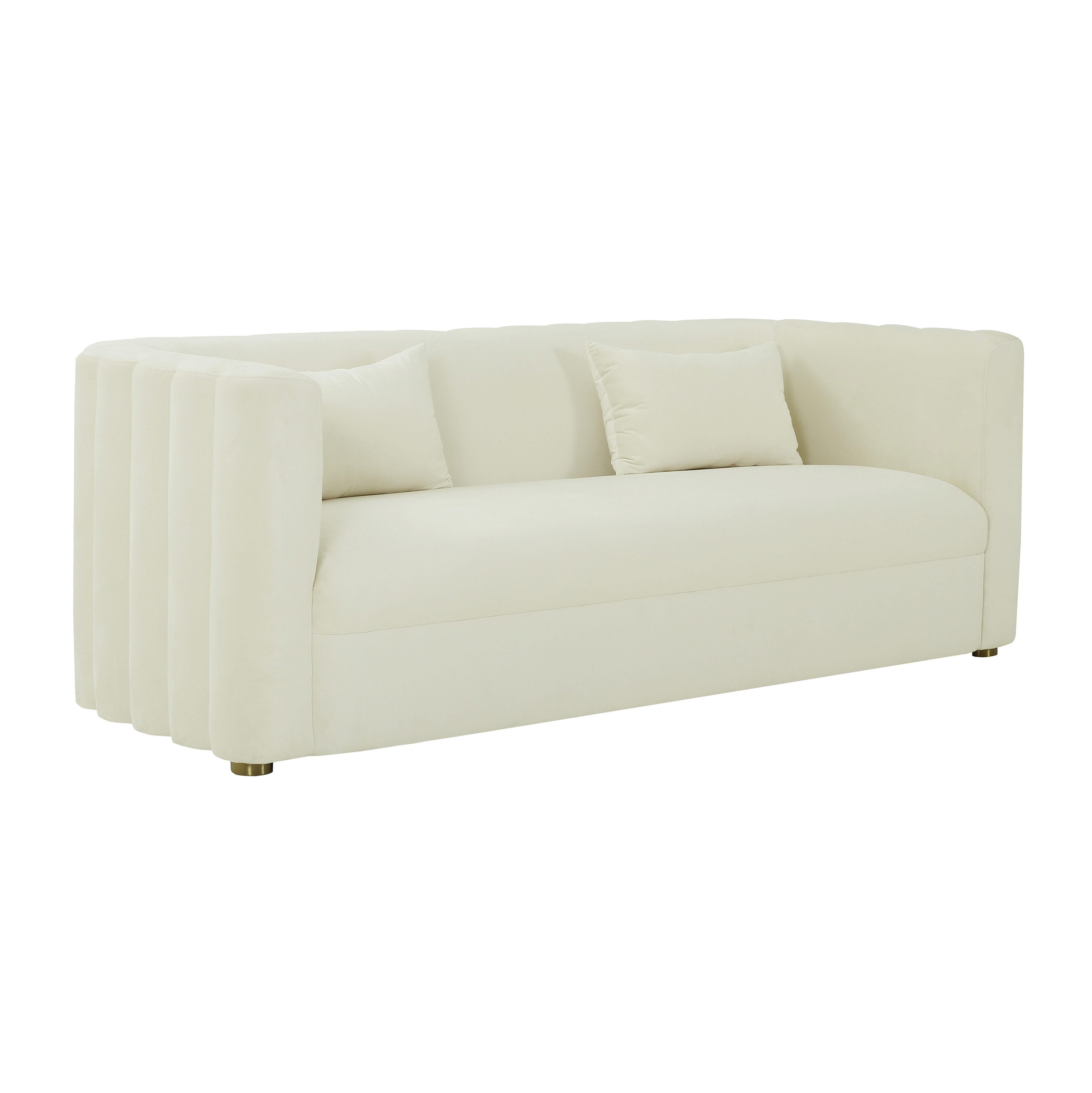 TOV Callie Cream Velvet Sofa, , large