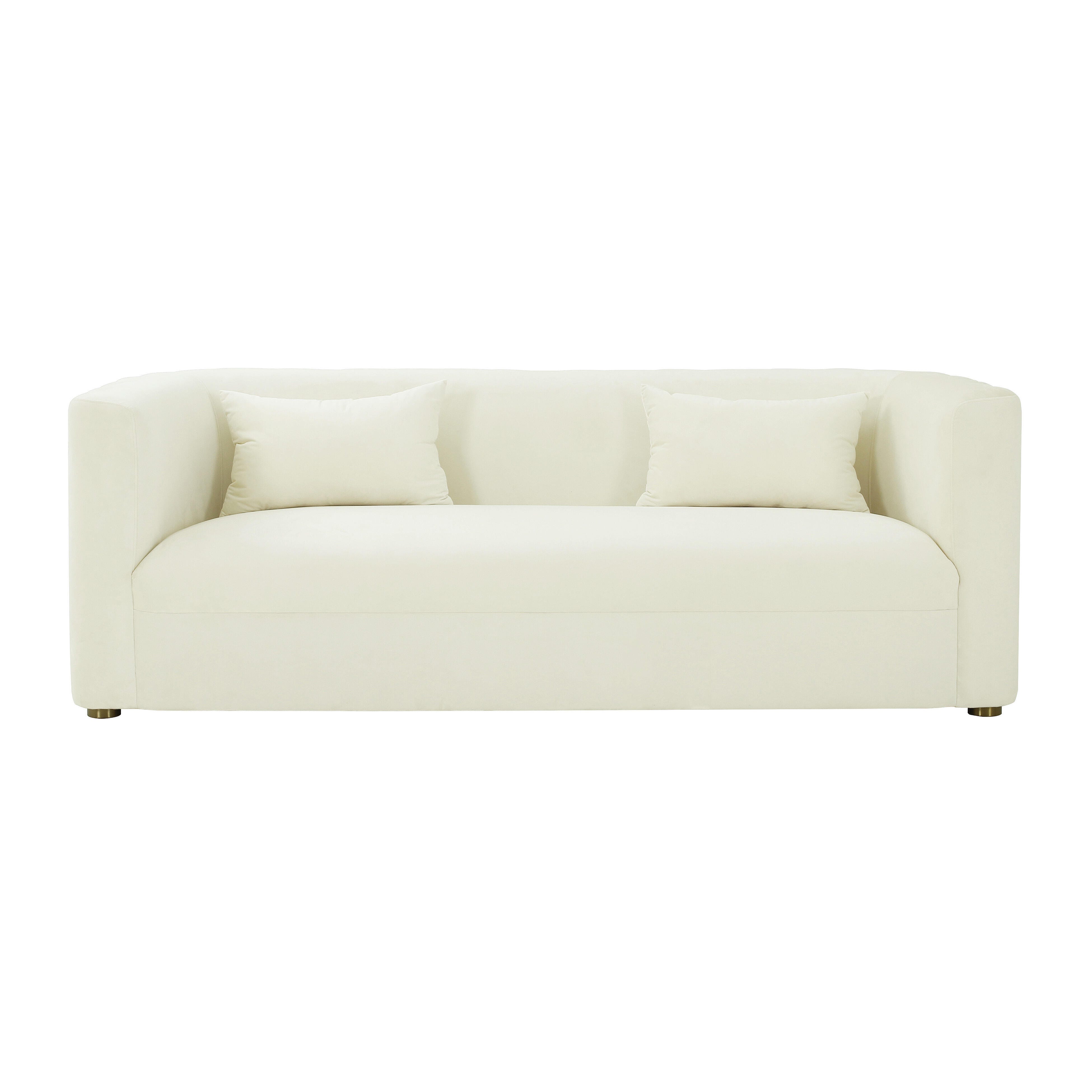 TOV Callie Cream Velvet Sofa, , large