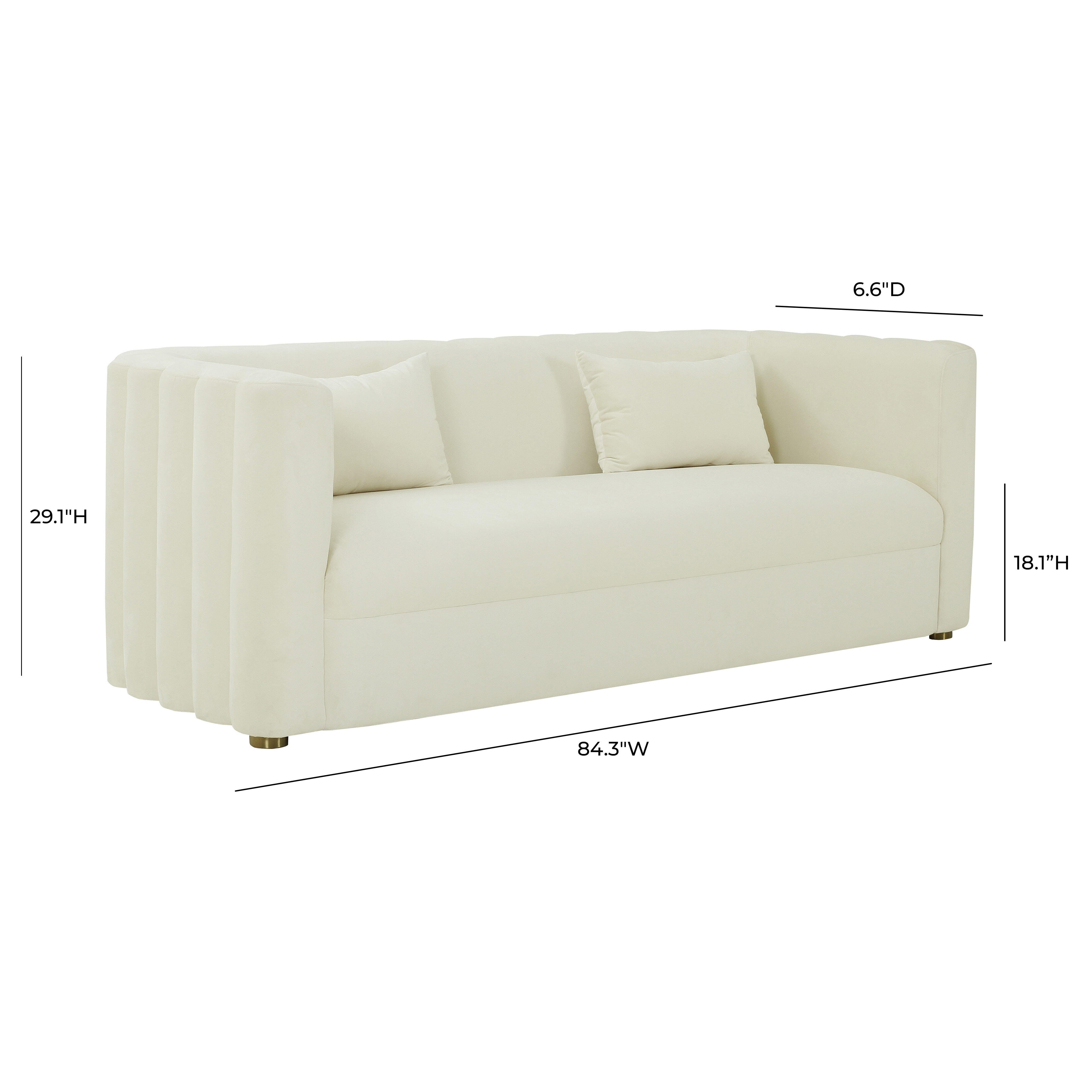 TOV Callie Cream Velvet Sofa, , large