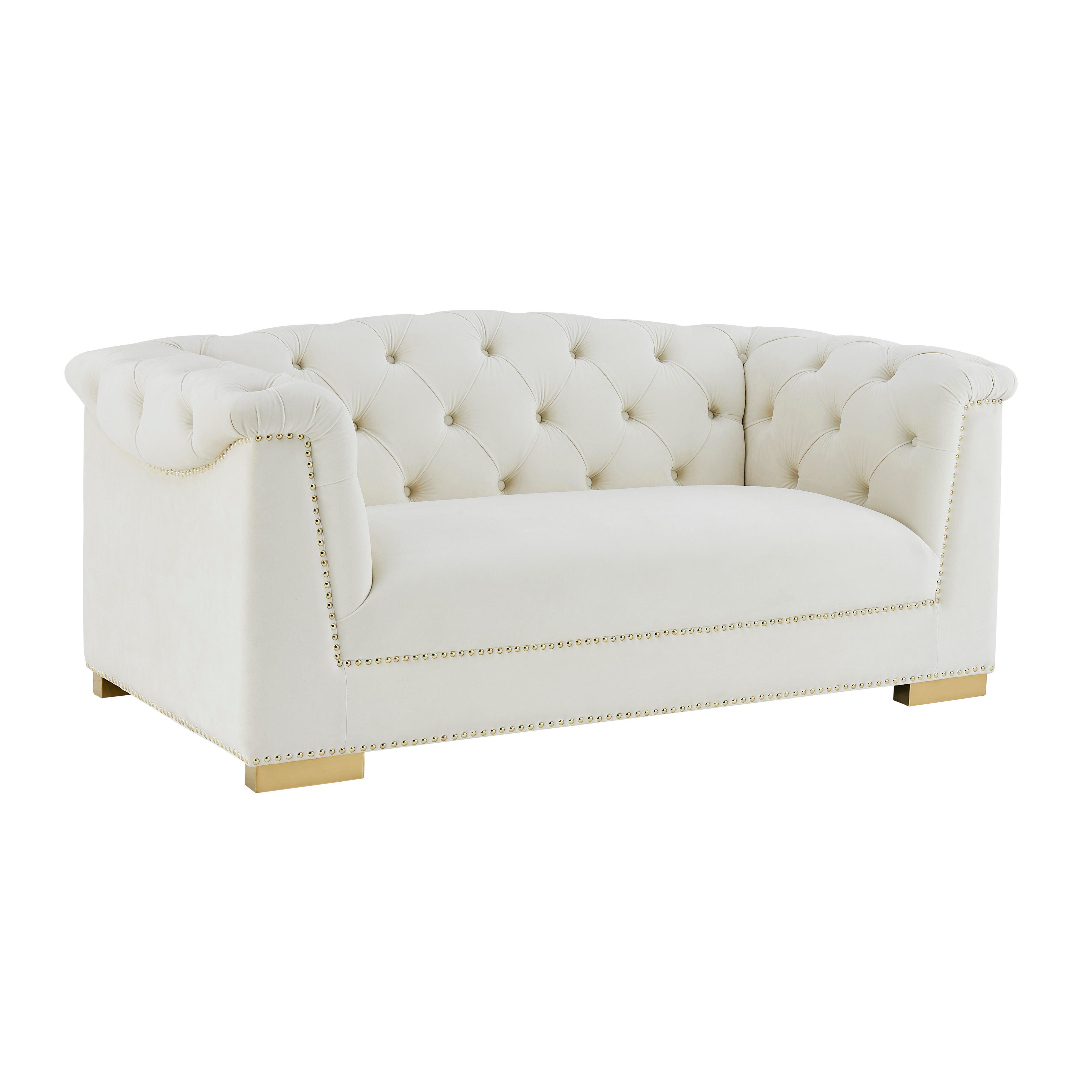 TOV Farah Cream Velvet Loveseat