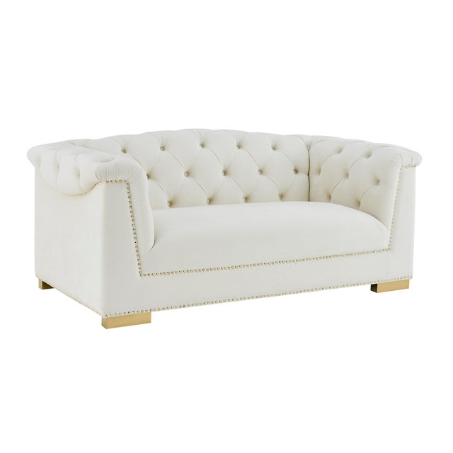 TOV Farah Cream Velvet Loveseat