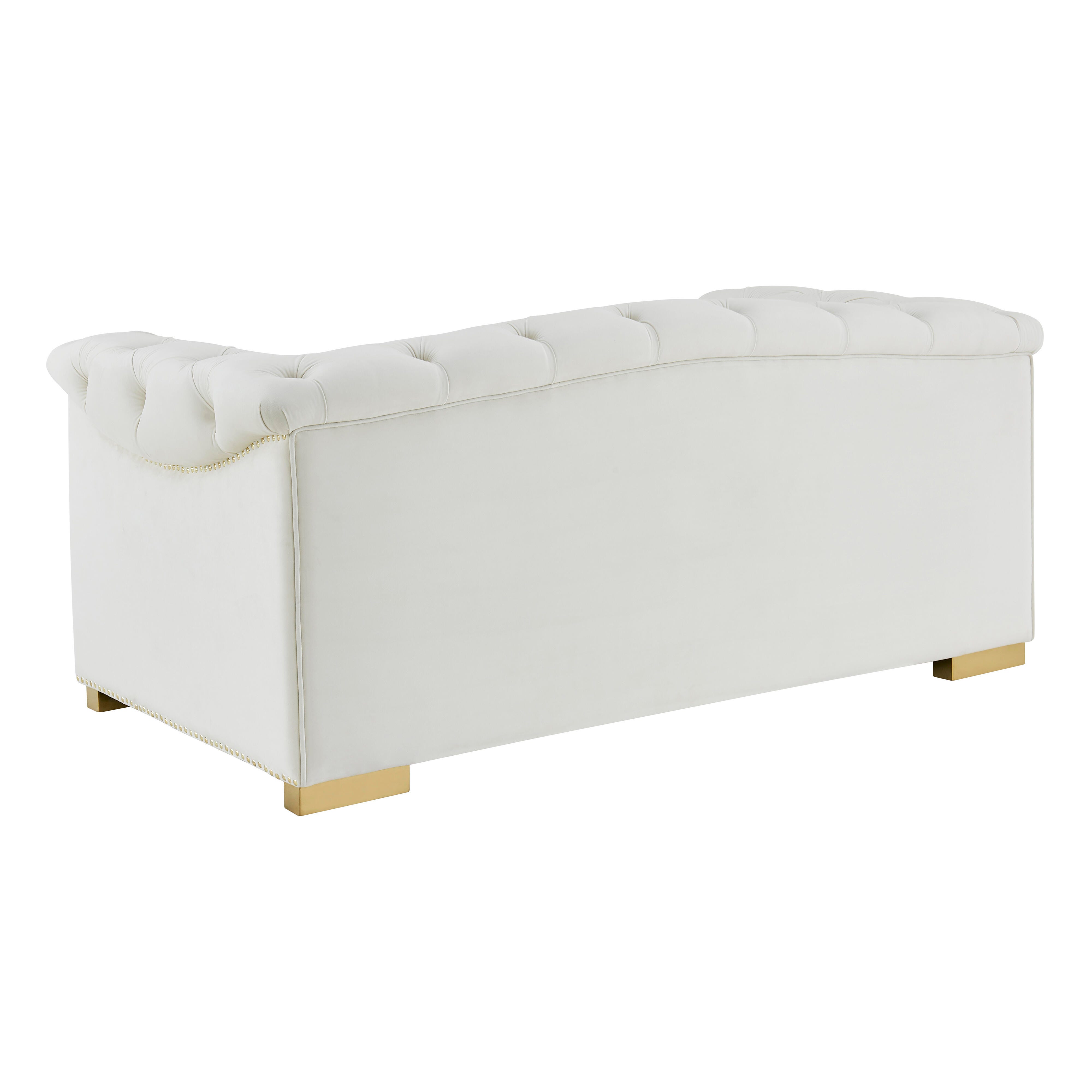TOV Farah Cream Velvet Loveseat, Cream, large
