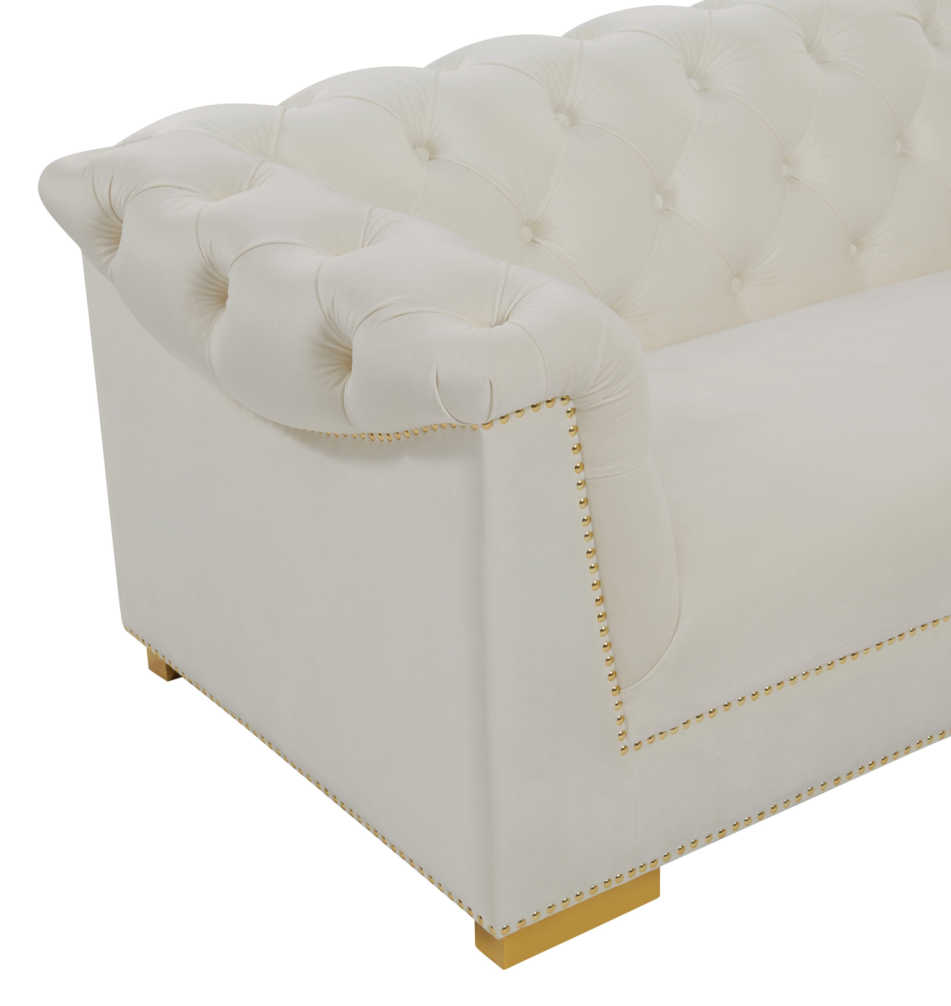 TOV Farah Cream Velvet Sofa, Cream, large
