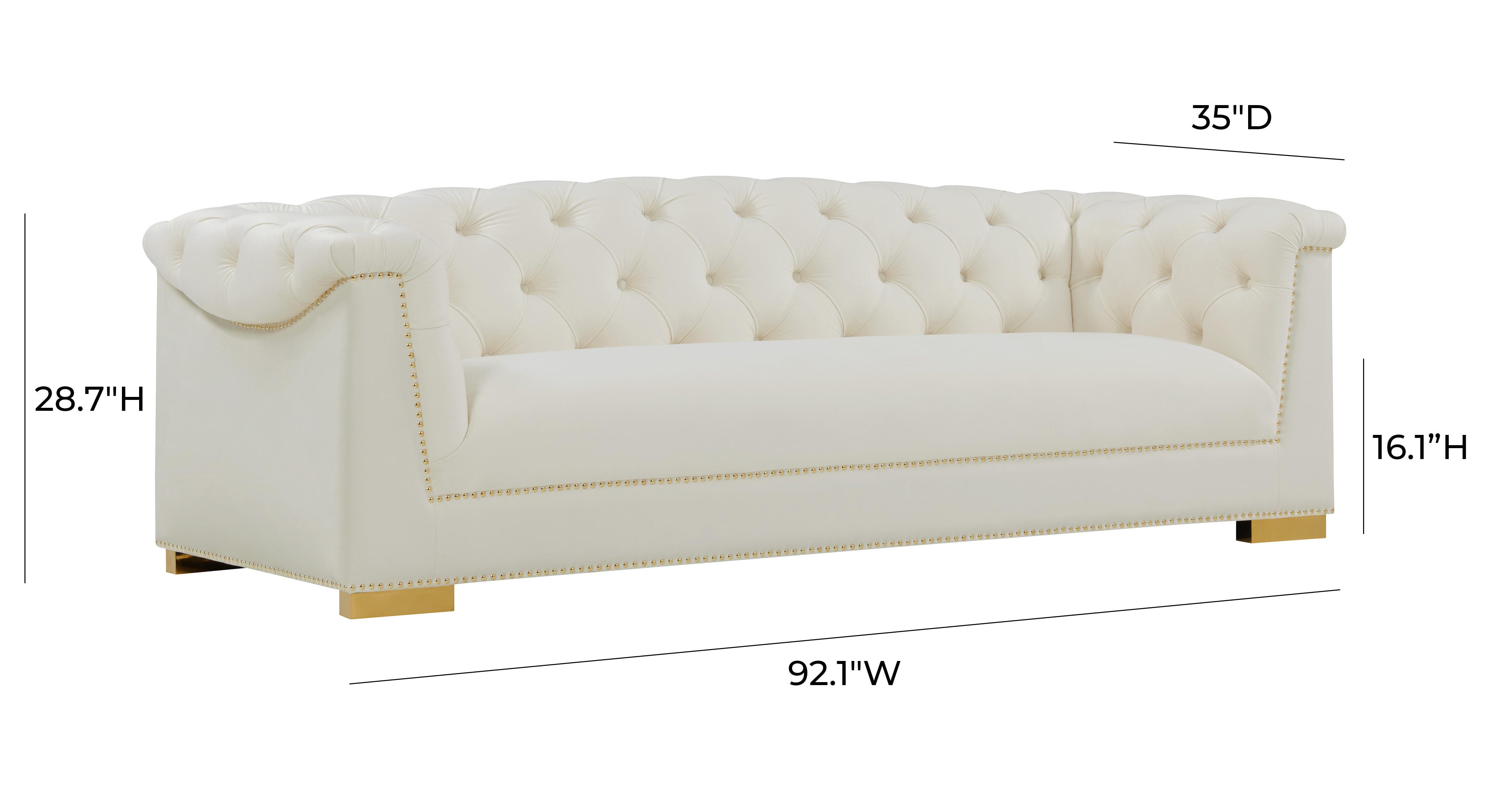 TOV Farah Cream Velvet Sofa, Cream, large