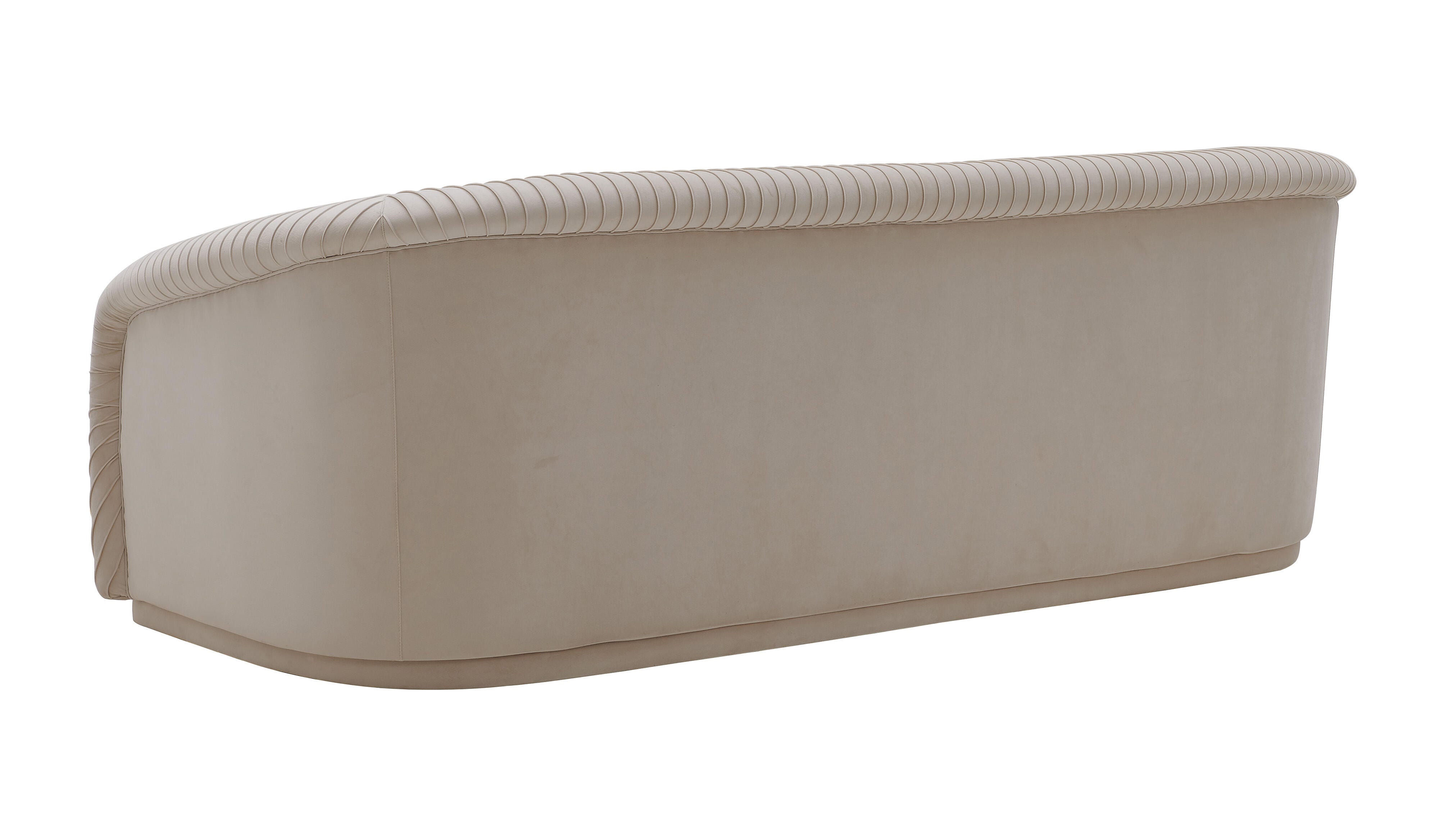 TOV Yara Pleated Beige Velvet Sofa, Beige, large