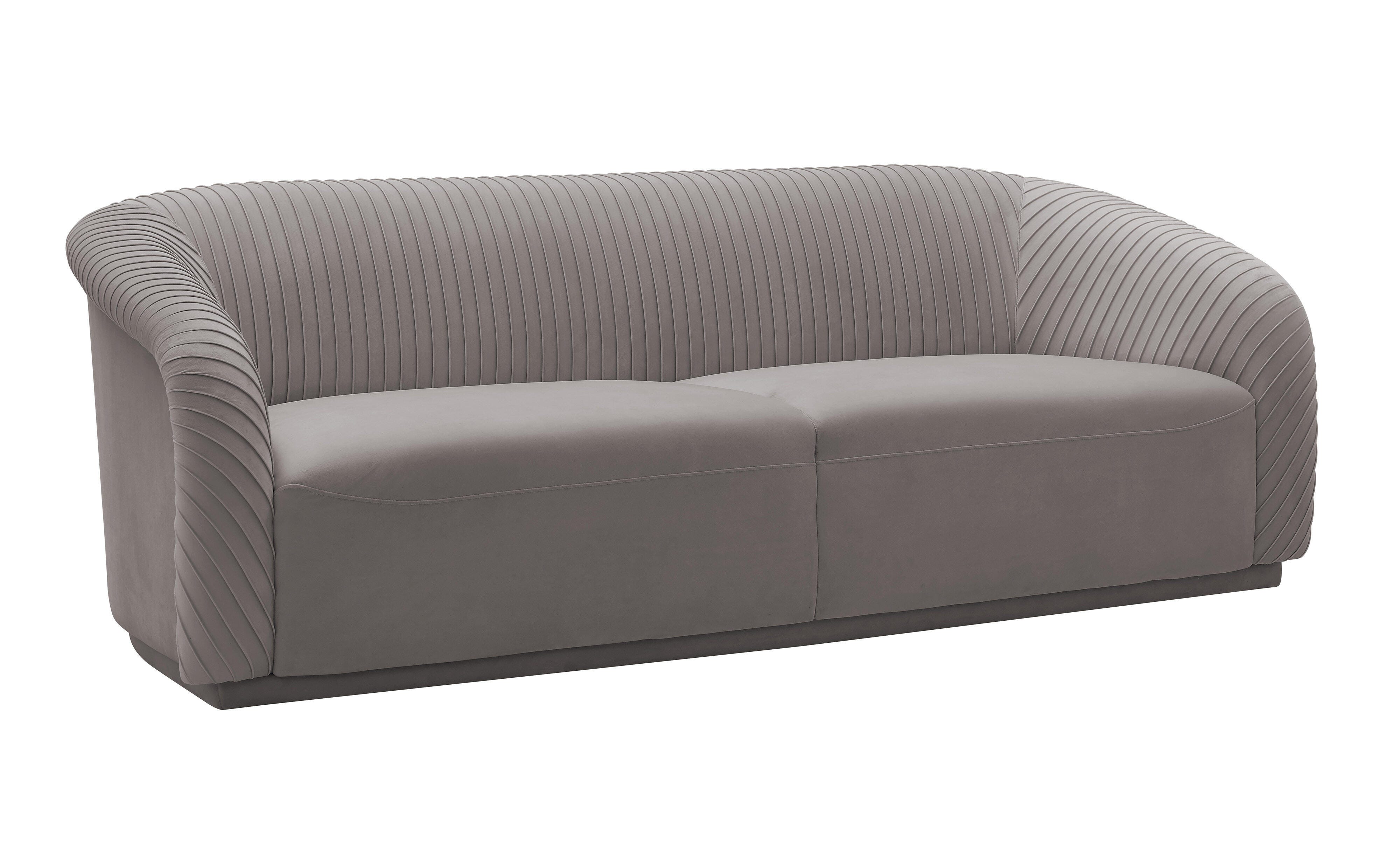 TOV Yara Pleated Grey Velvet Sofa, Gray, large