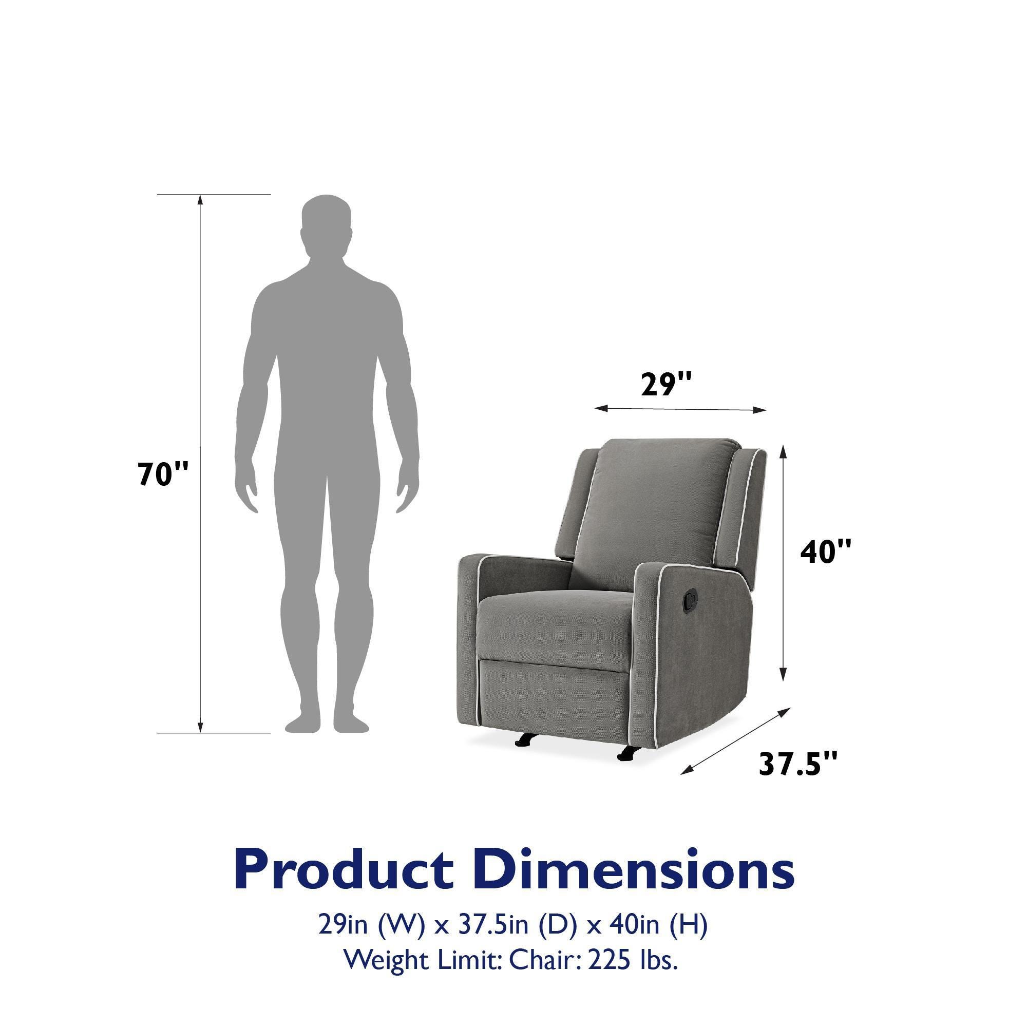 Atwater Living Billie Rocker Recliner, Graphite Gray, large