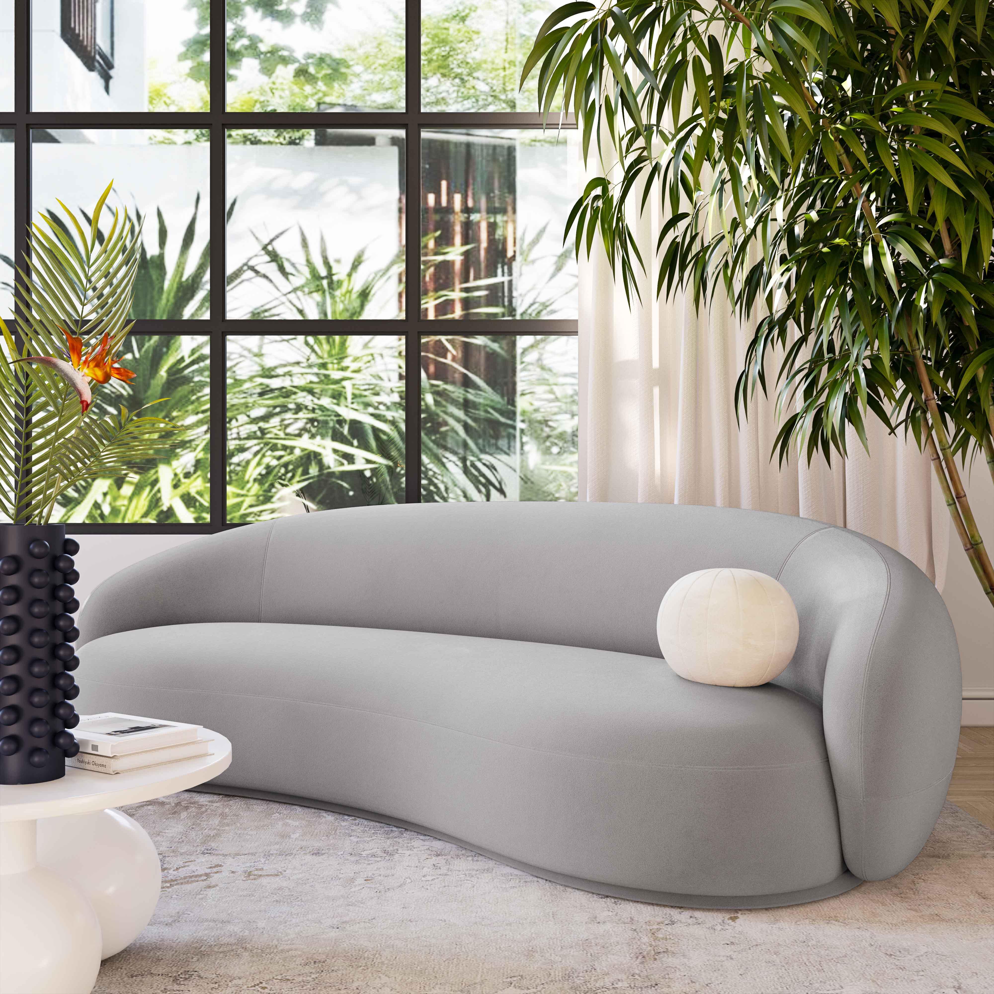 TOV Furniture Kendall Light Grey Velvet Sofa, , rollover