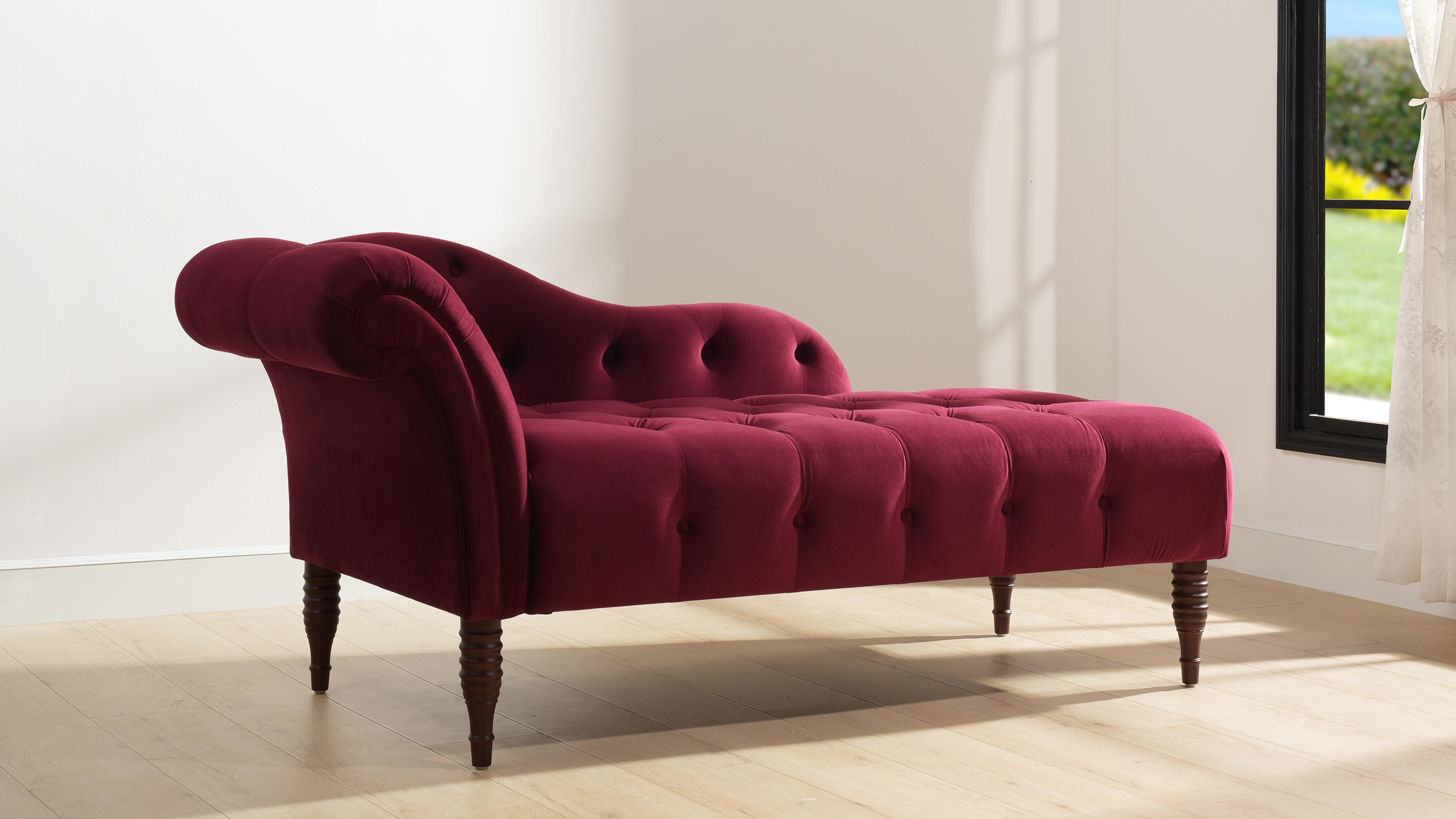 Jennifer Taylor Home Harrison Harrison Arm Chaise Lounge, Burgundy, large